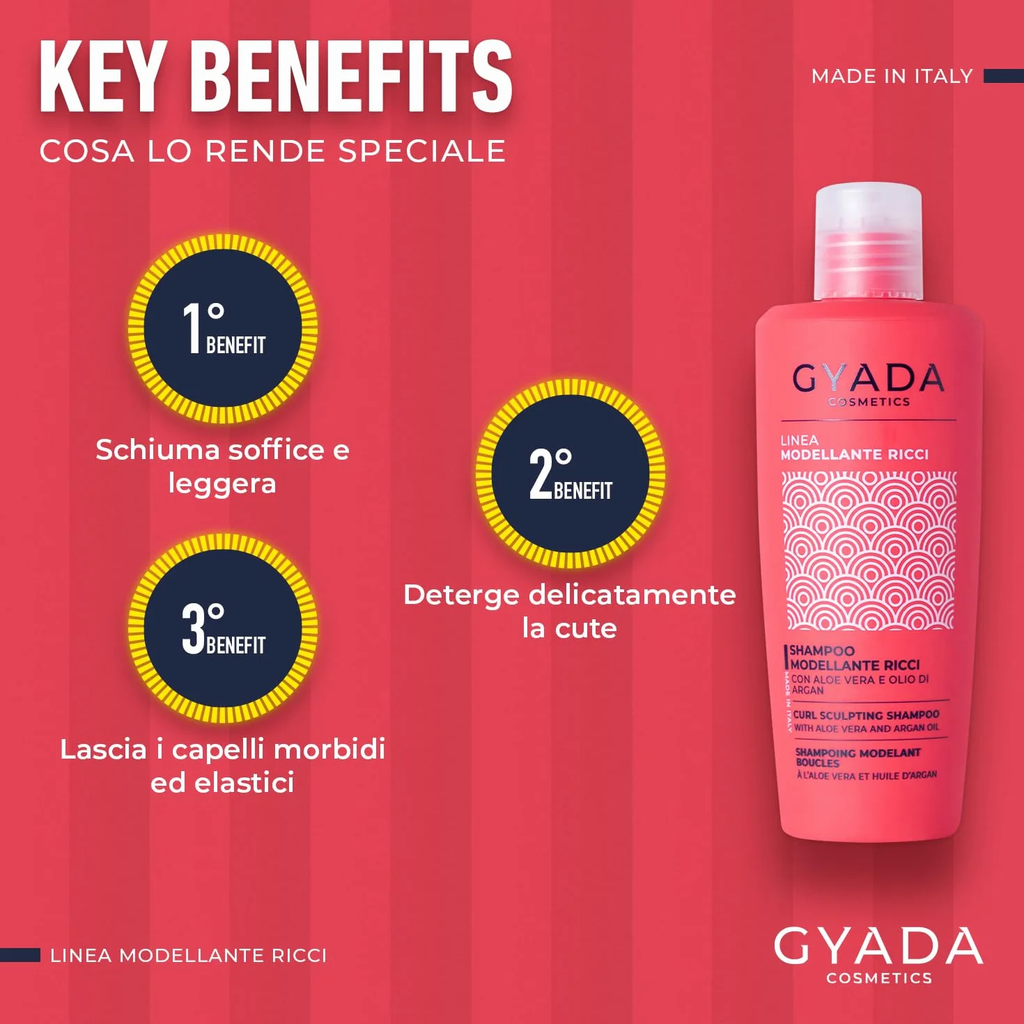 GYADA COSMETICS Shampooing Modelant Bouclé 250 ml Cheveux Bouclés Ondulés Anti-frisottis