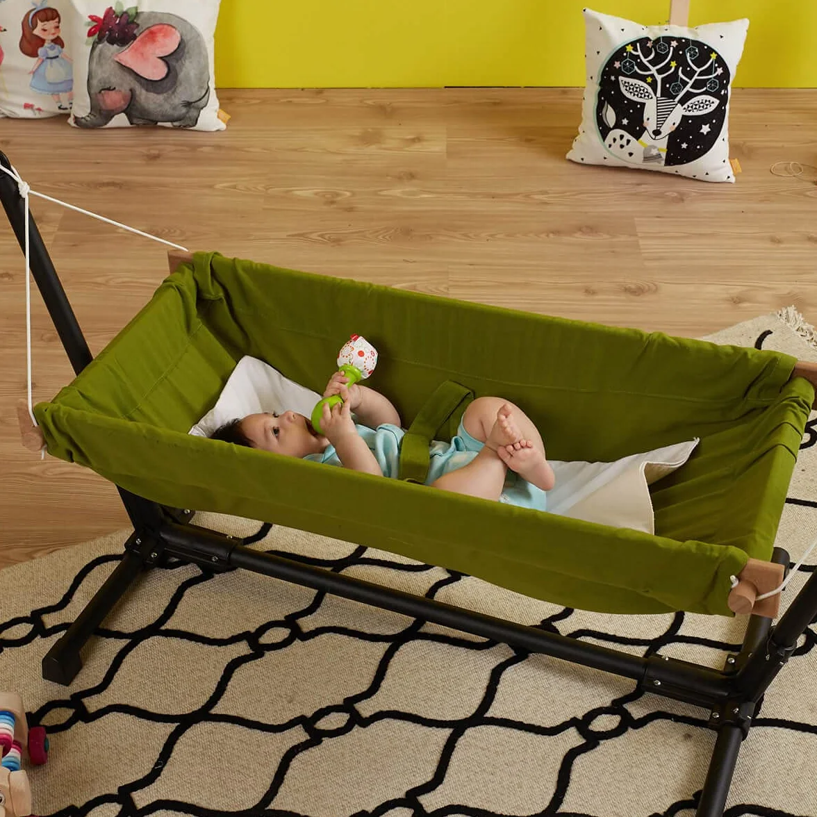 Hamac pour bébé en bois avec support 100 % coton Cribs de voyage