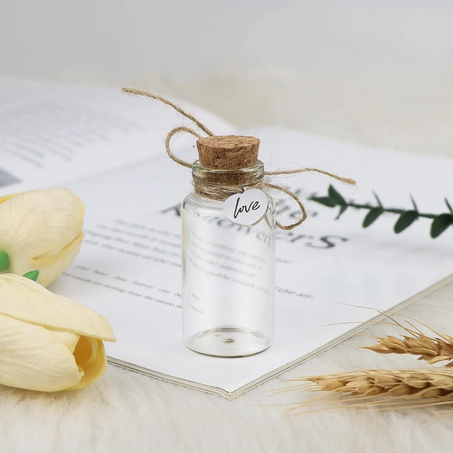 Bouteille souvenir en verre avec bouchon liège pour cordon ombilical et cheveux fœtaux, baptême, baby shower