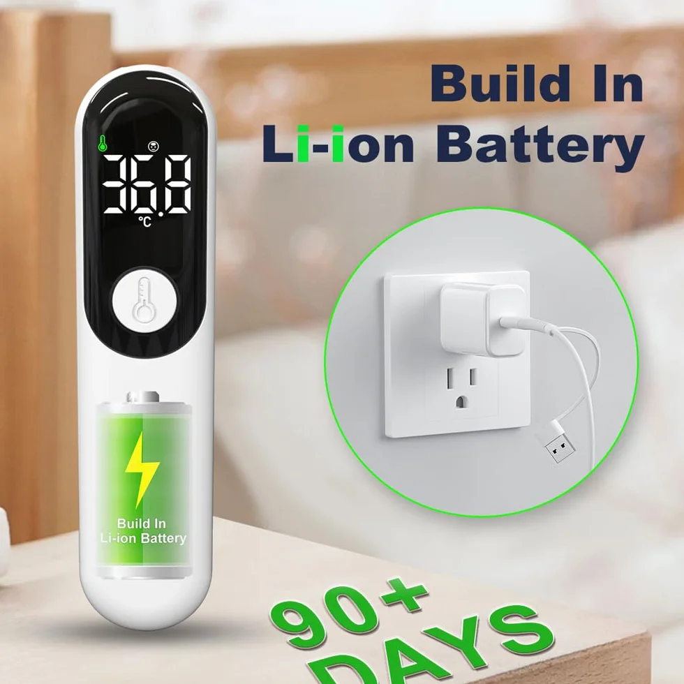 Thermomètre Digital Infrarouge sans Contact Rechargeable °F/°C pour Bébés Enfants Adultes