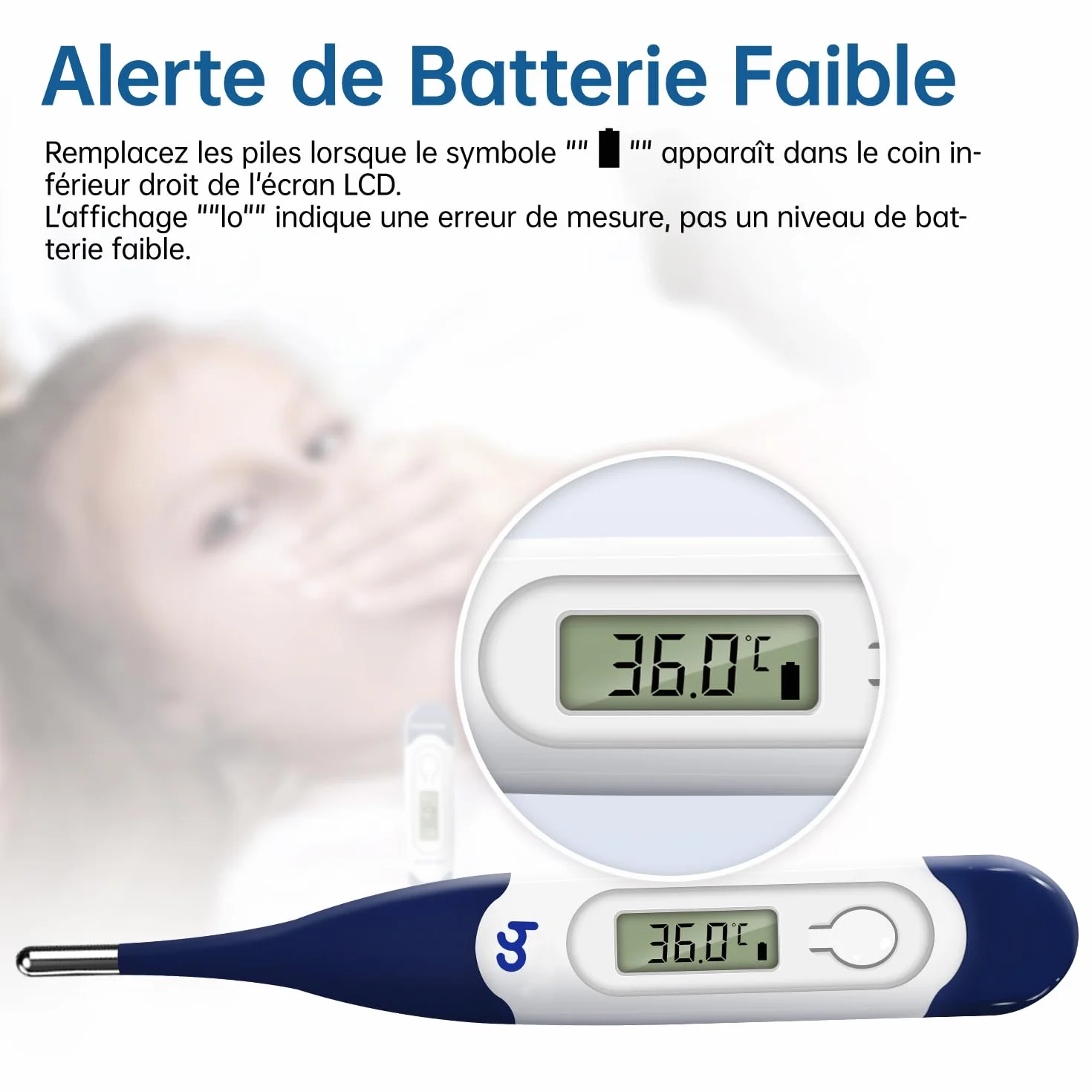 Thermomètre Numérique à Embout Flexible pour Bébés Enfants Adultes Mesure Rapide Précise Buccale Axillaire Rectale