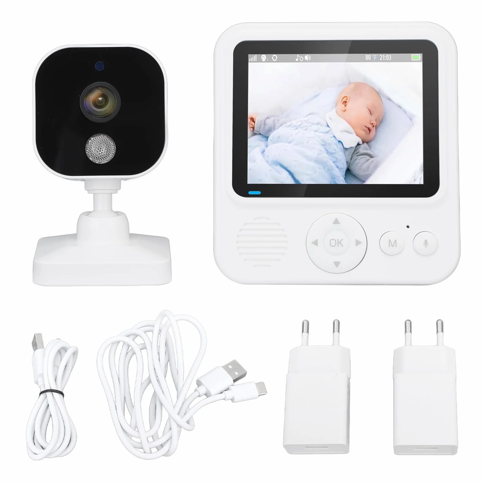 Caméra de surveillance bébé sans fil, moniteur vidéo avec vision nocturne bidirectionnelle