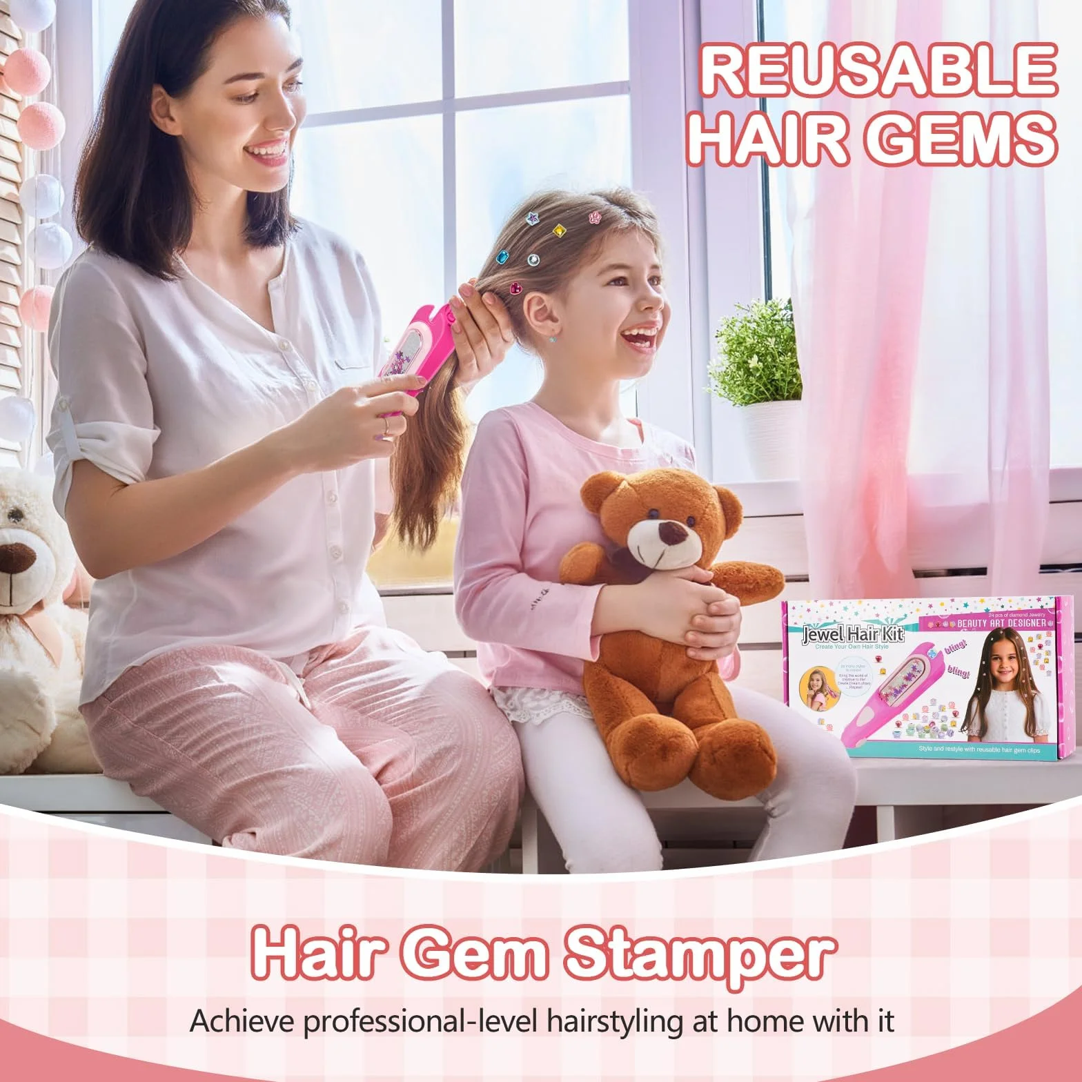 Kit Gemmes Cheveux Jeux Fille 4-10 Ans Travaux Créatifs Cadeau Anniversaire