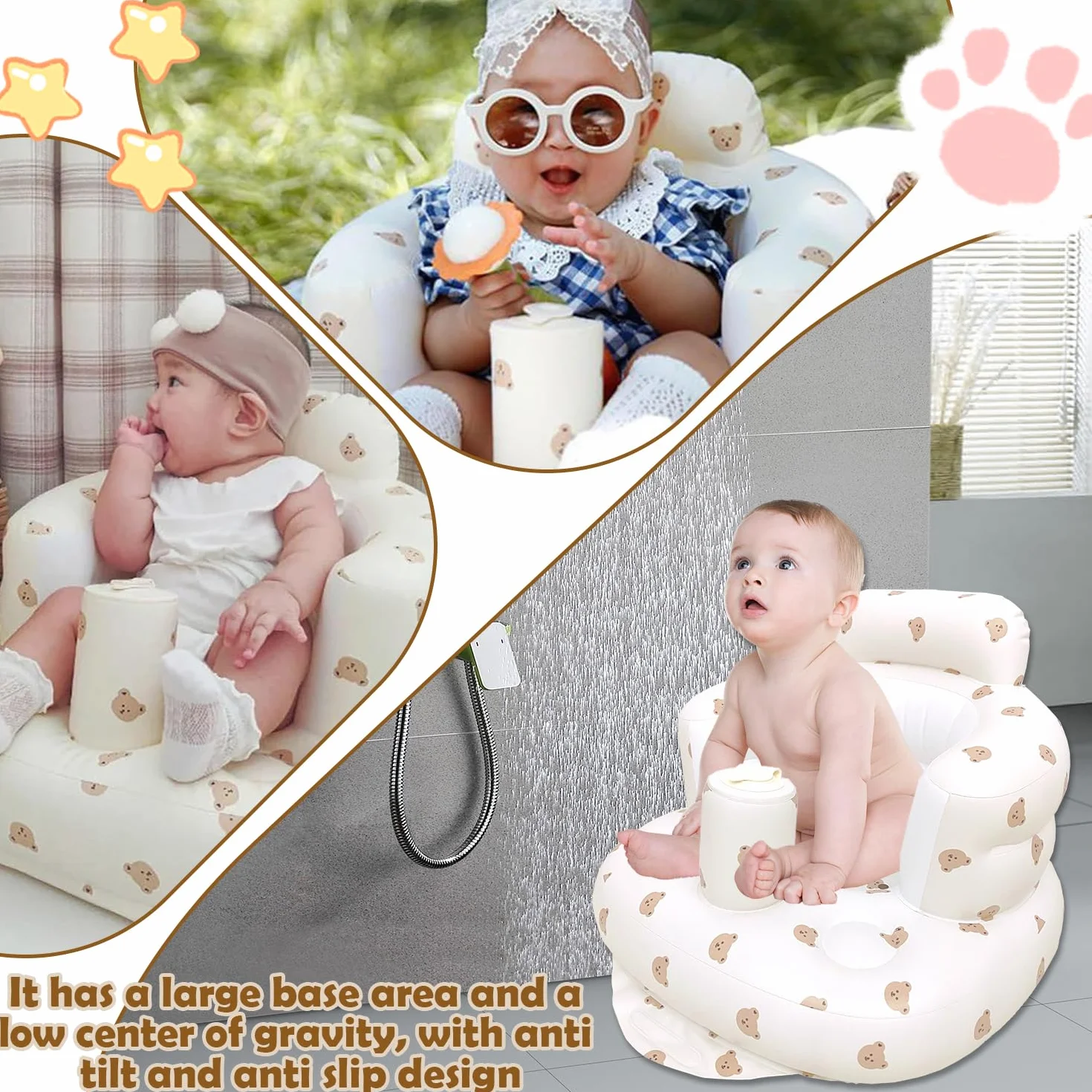 Siège Gonflable Bébé Portable Chaise d'Entraînement 3 Mois+