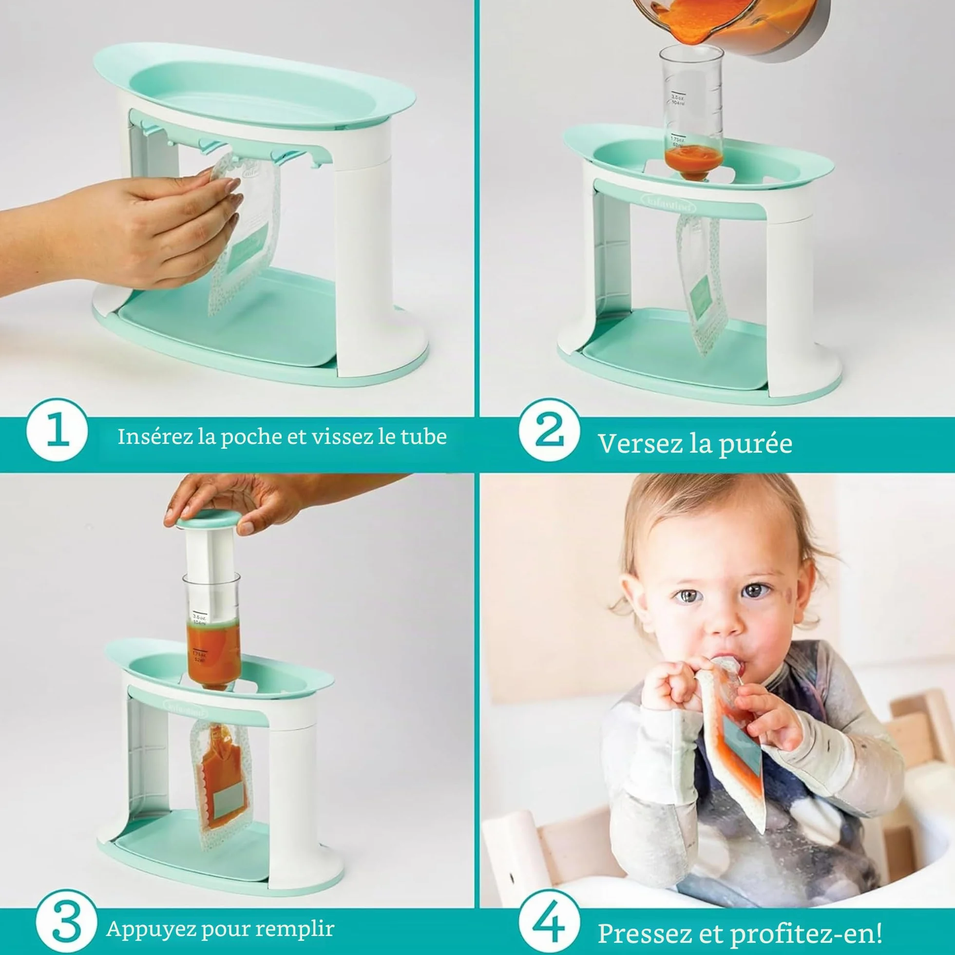 Infantino Squeeze Station, Station de Préparation des Gourdes Maison pour Bébés