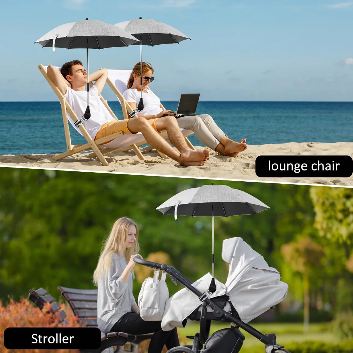 Ombrelle Poussette Universelle Anti UV 50+ Parasol Bébé avec Pince Flexible Bras Réglable