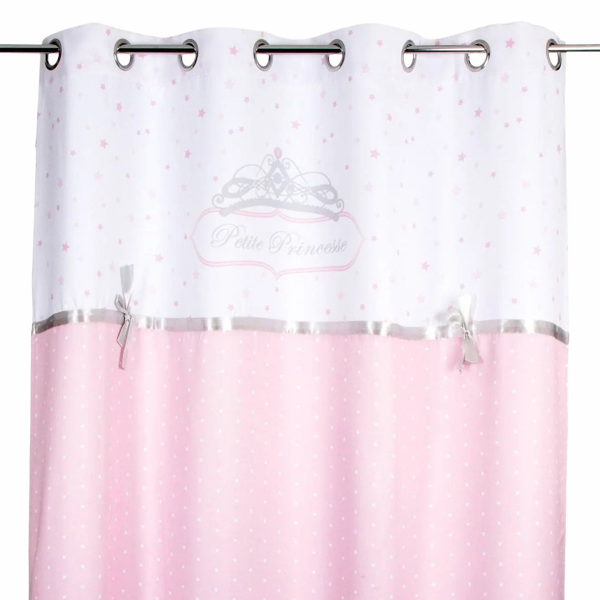 Atmosphera Rideau Enfant Princesse Ruban Rose et Blanc 140x260 cm