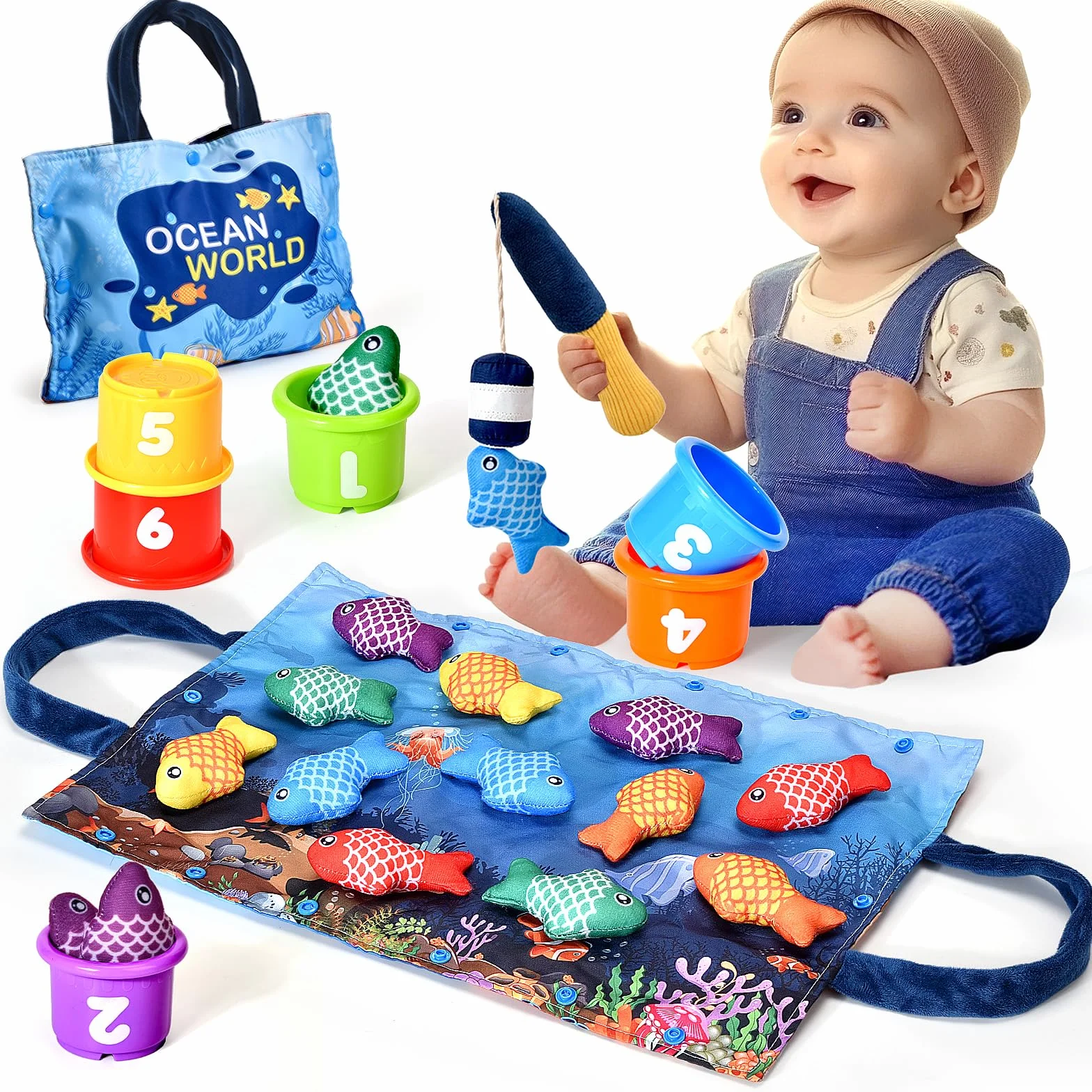 Jouet Bebe 1 an Montessori Peche a la Ligne Jeux Educatif Enfant 6-18 Mois Cadeau Fille Garcon 1-3 Ans