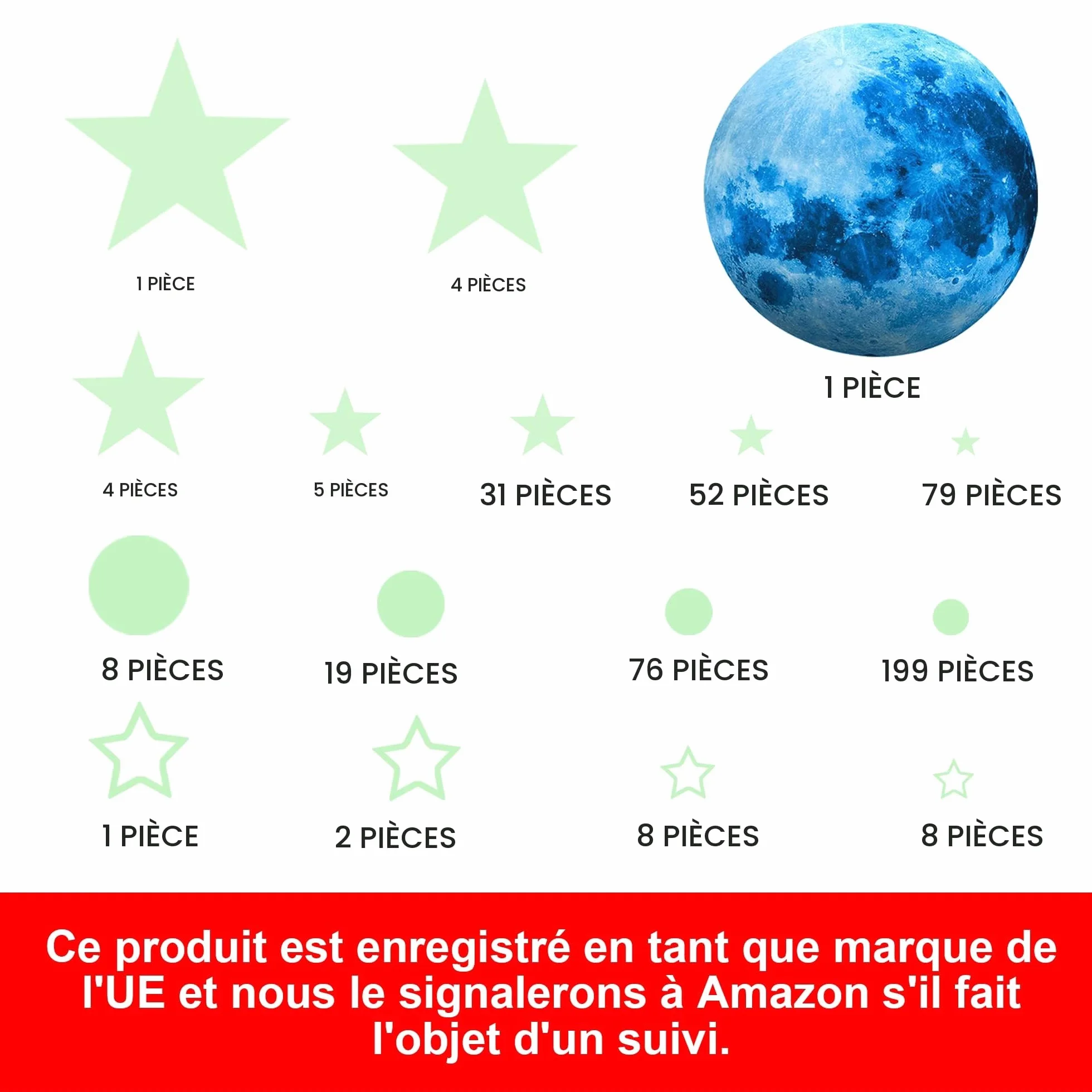 Etoiles Phosphorescentes Plafond Autocollants Muraux Fluorescents Enfants Décoration