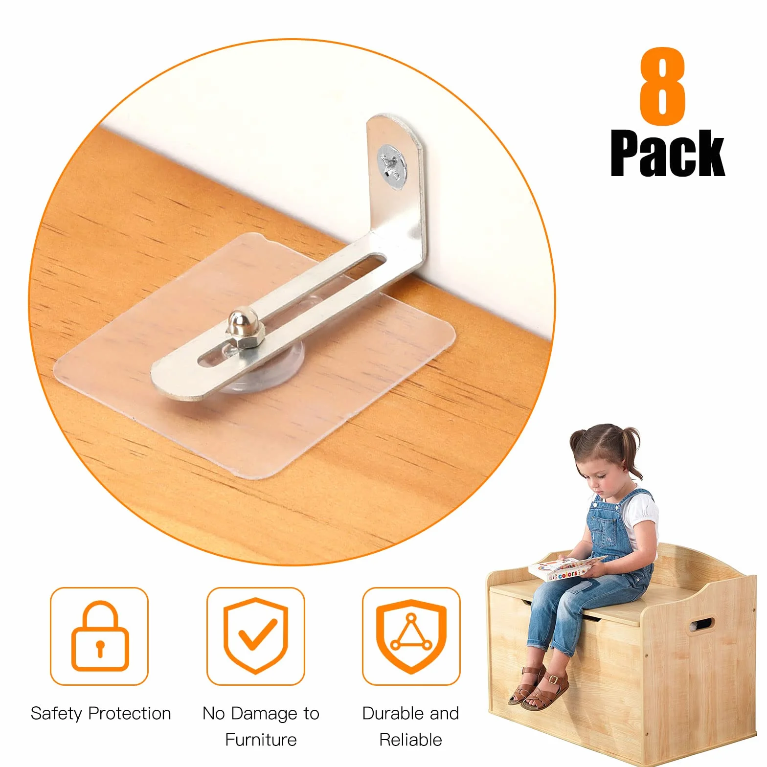 OOTSR Ancrage de Sécurité de Meuble, 8 Paquets Anti-Basculement Kit pour Protection des Bébés et Animaux, Métal Sangle Muraux