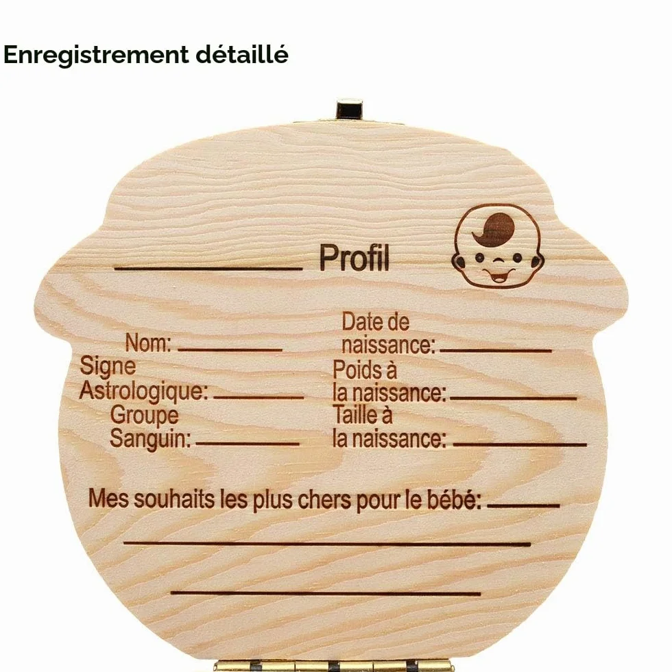Personnalisée Boîte à dents pour enfants en bois Sauvegarder rangement souvenirs feuilles caduques