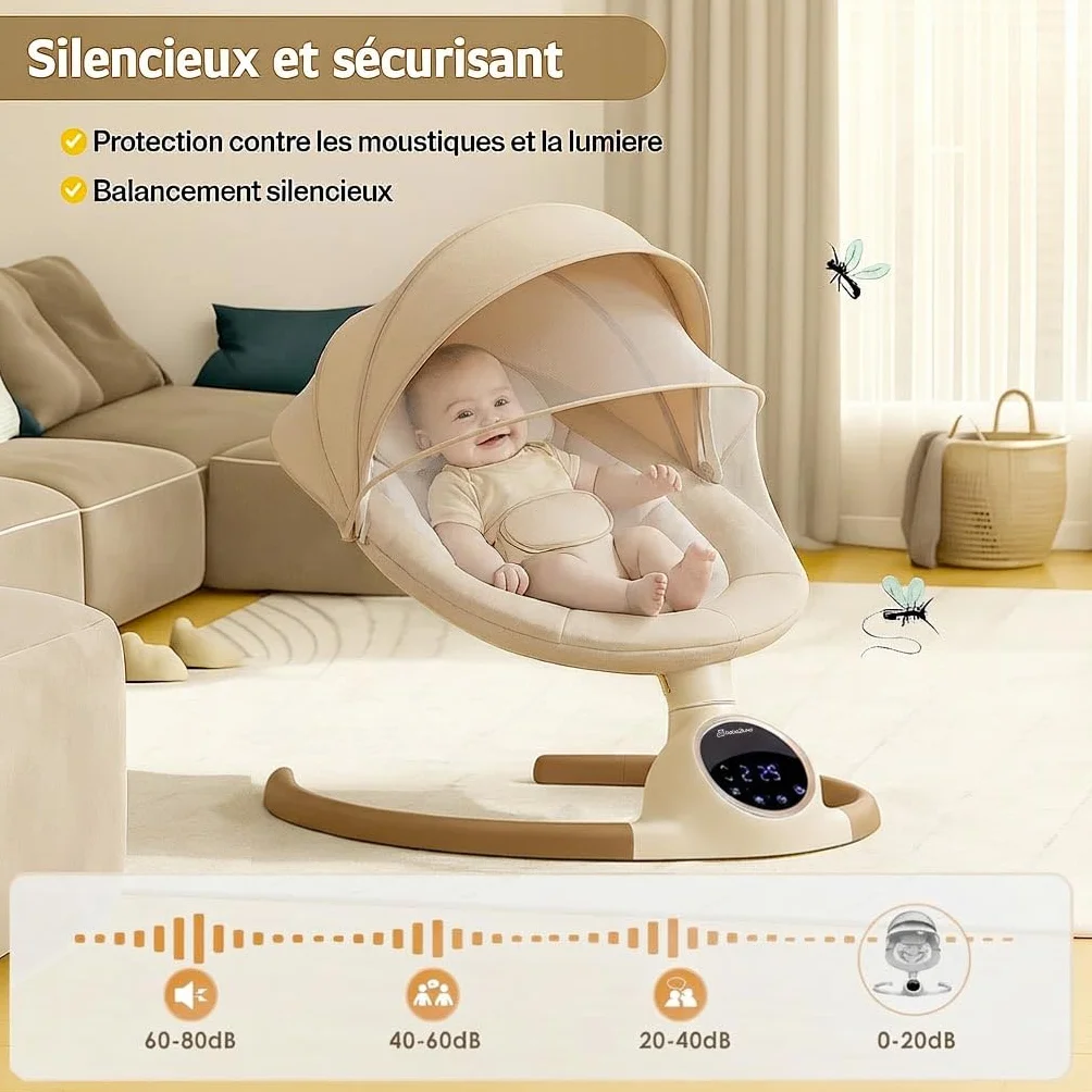 BEBE2LUXE Alpha Balancelle bebe électrique Transat beige
