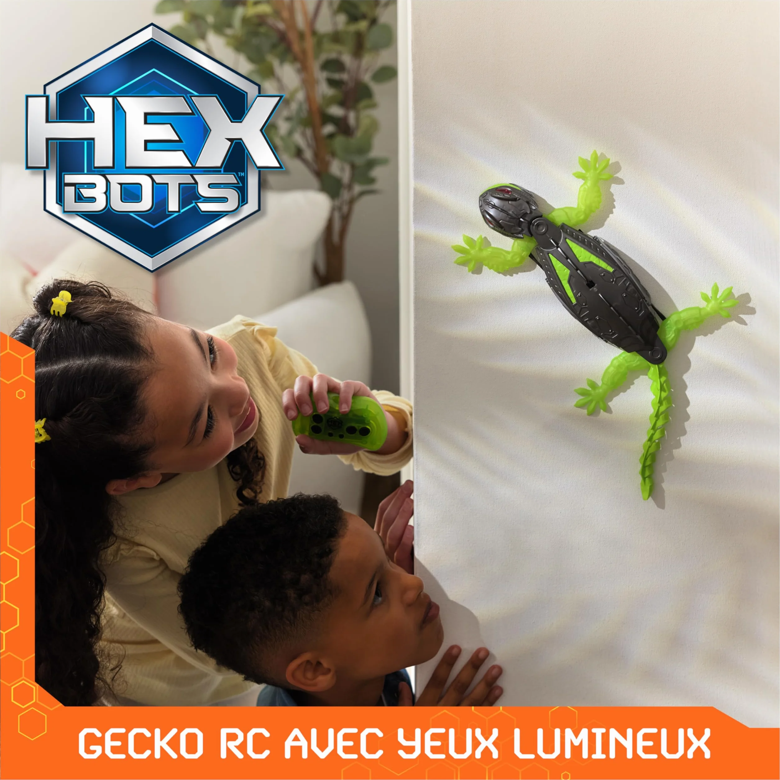 Gecko Radiocommandé Qui Rampe Sur Le Sol Et Les Murs - Lézard Télécommandé Avec Yeux Lumineux - Jouet Enfant 4 Ans et +