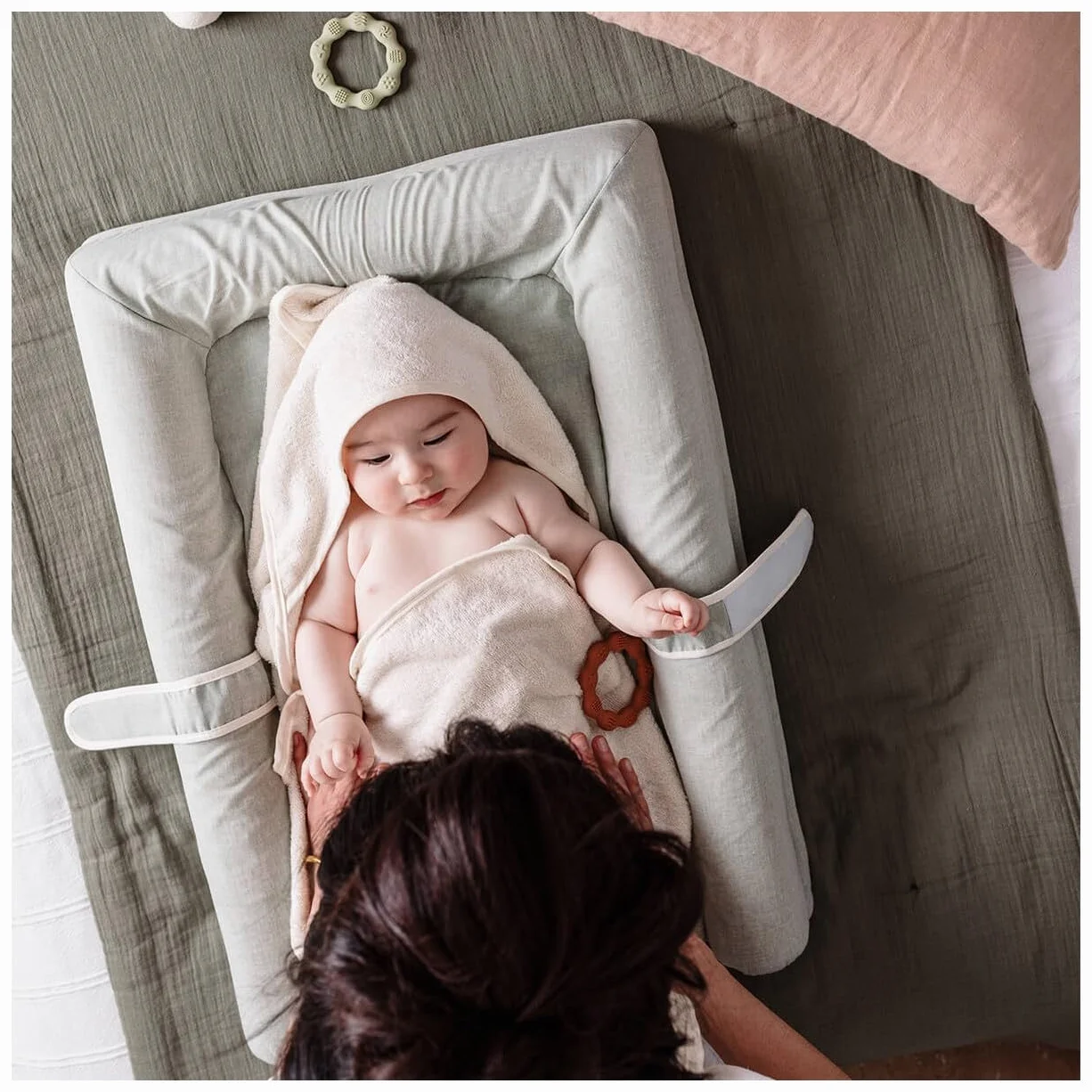 Cape de bain tablier XXL Parent/Bébé en viscose 100x100 cm Rose
