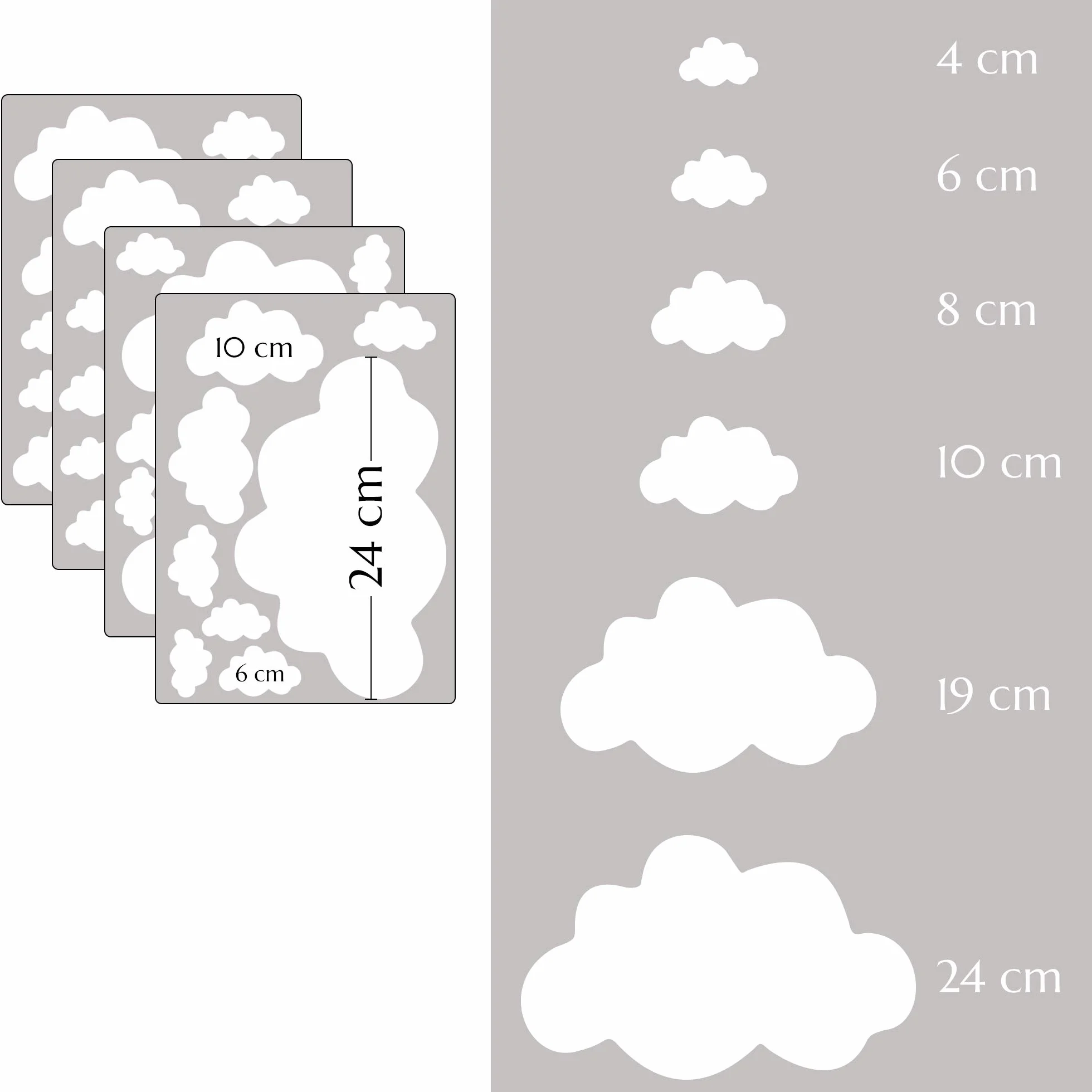 PREMYO Set 30 Stickers Muraux Nuages Décoration Murale Chambre Bébé Blanc