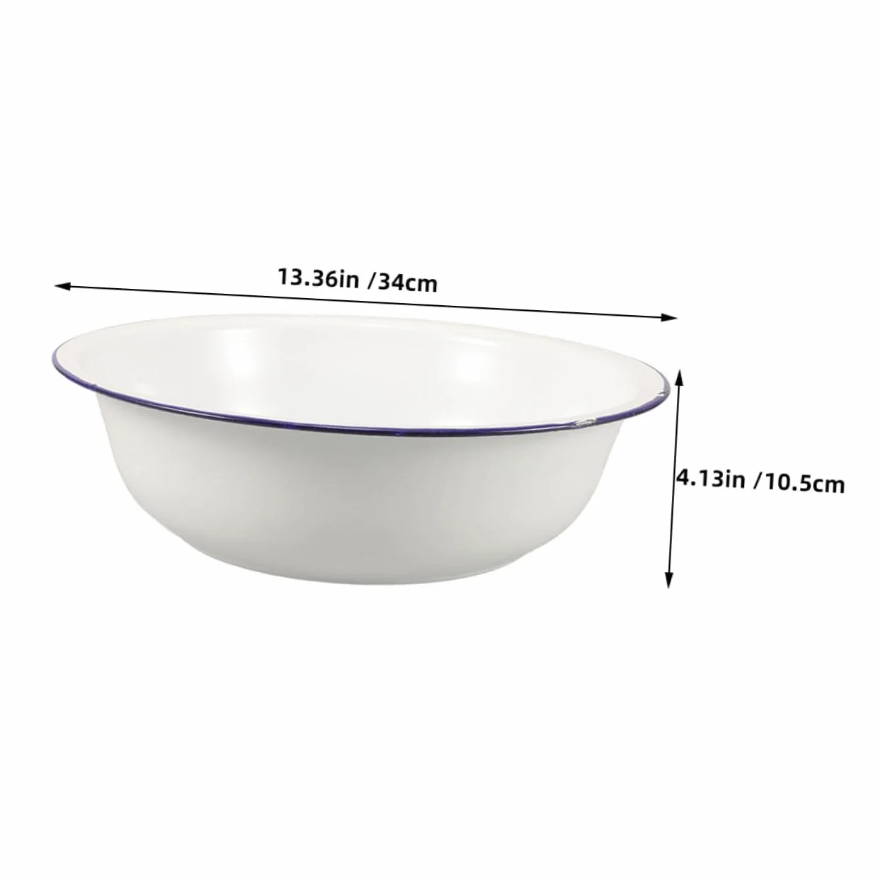 Bassin Grosse Capacité Émail Blanc Vintage pour Bain de Pieds Facile à Nettoyer