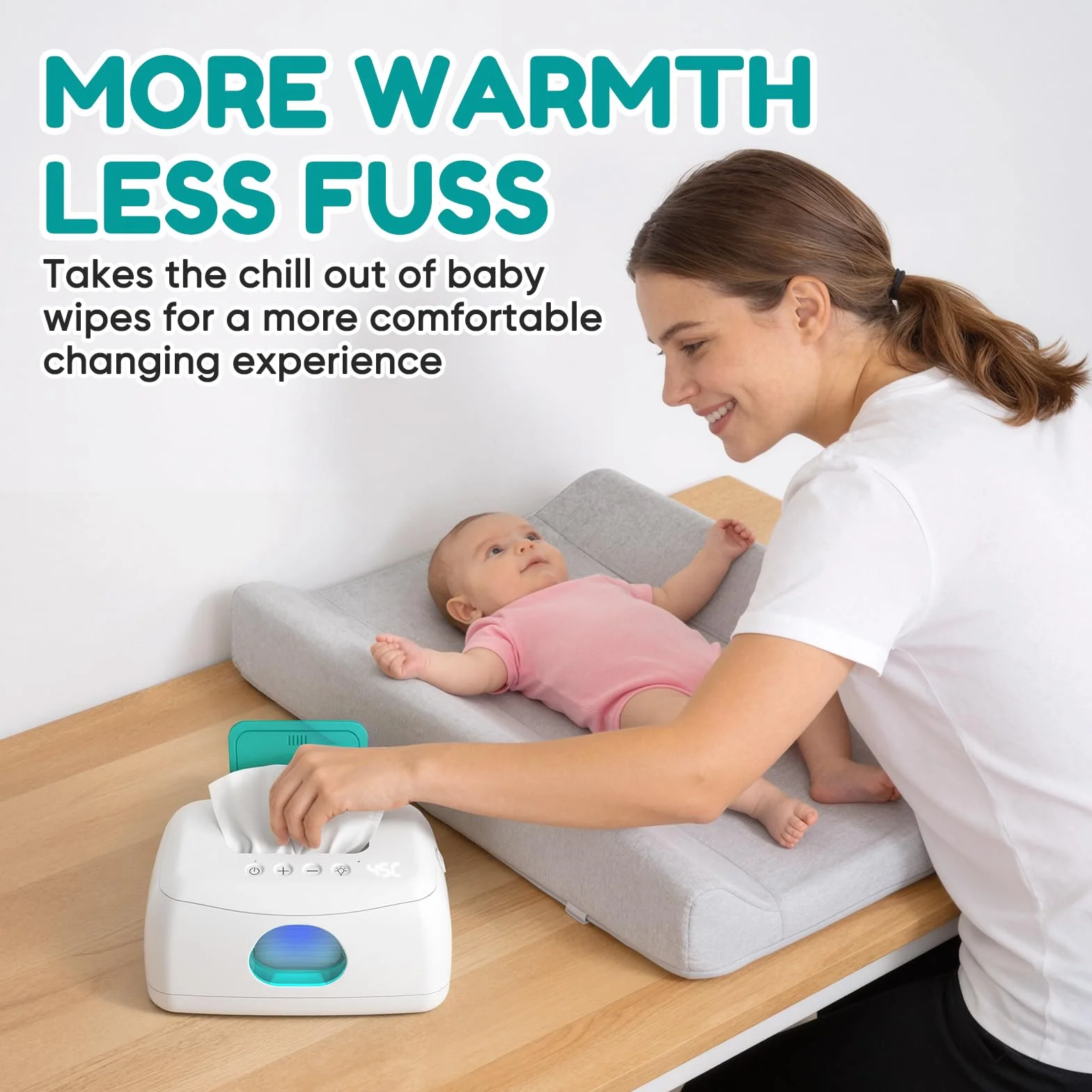 MYPIN Chauffe-lingettes pour Bébé, Température Constante 24H/24, Capacité 120 Lingettes, Veilleuse LED
