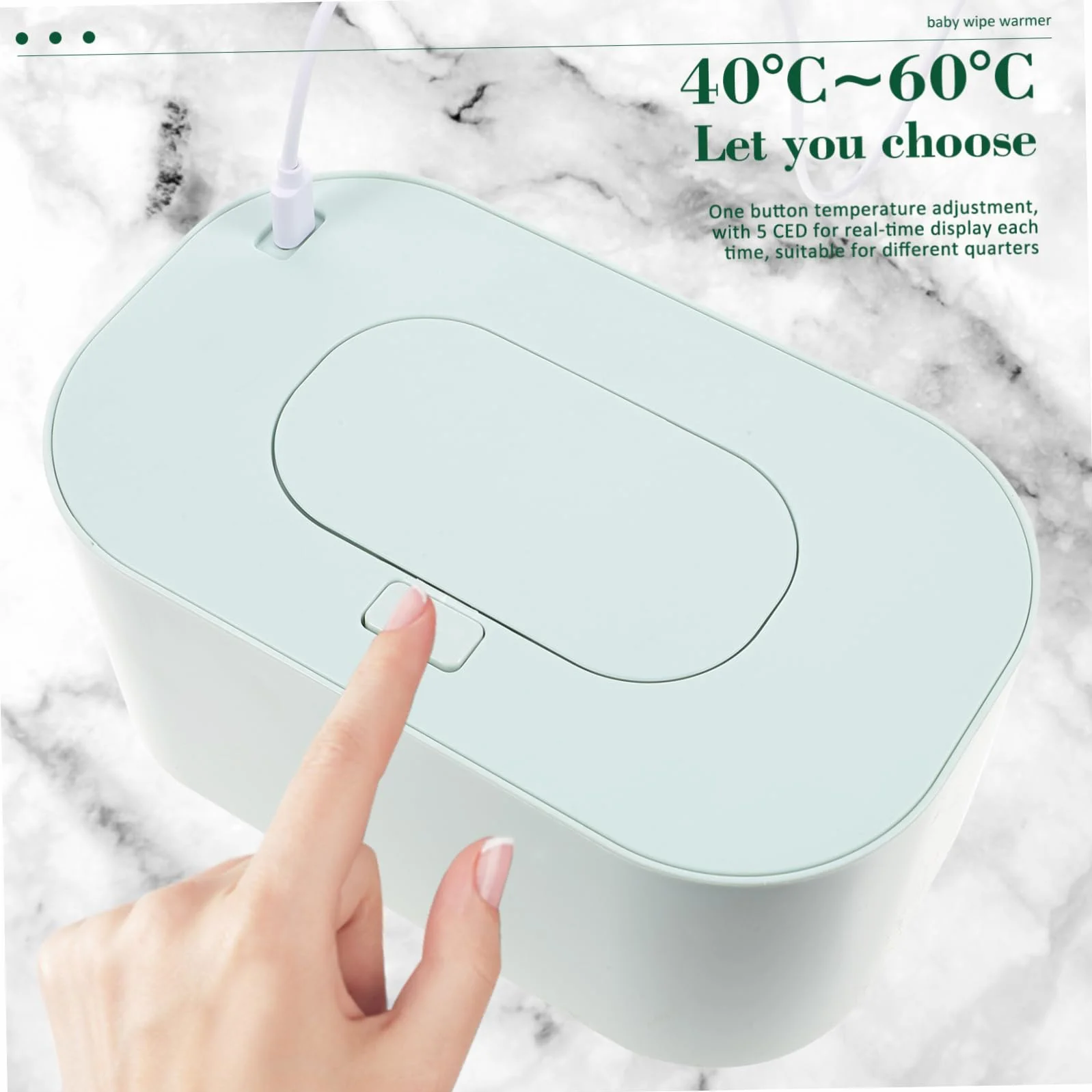 Ciieeo Chauffe-lingettes Portable pour Bébé Chauffage sans Fil USB, Design Compact Vert
