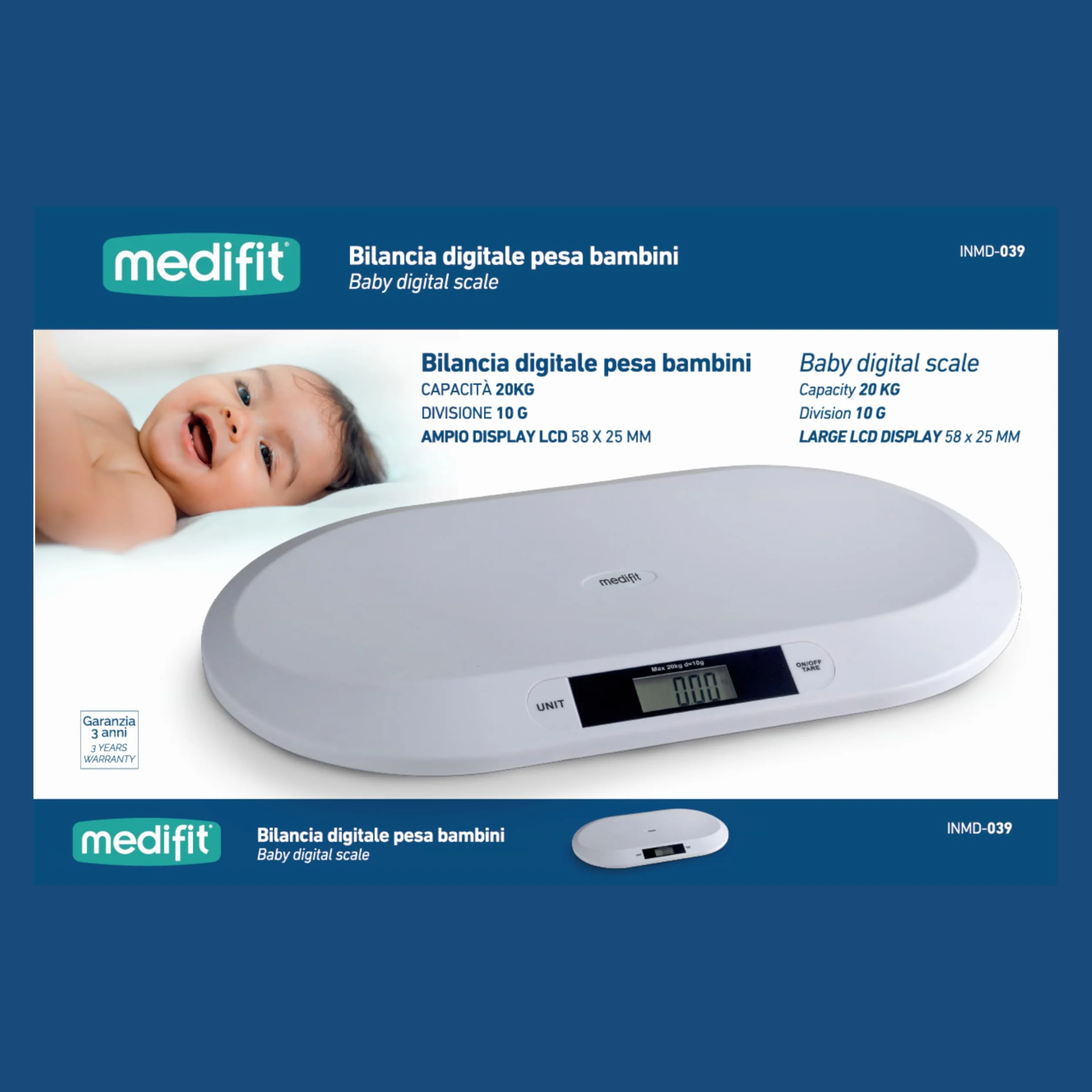 Innoliving INMD-039 Balance de bébé numérique haute précision 20 kg écran LCD
