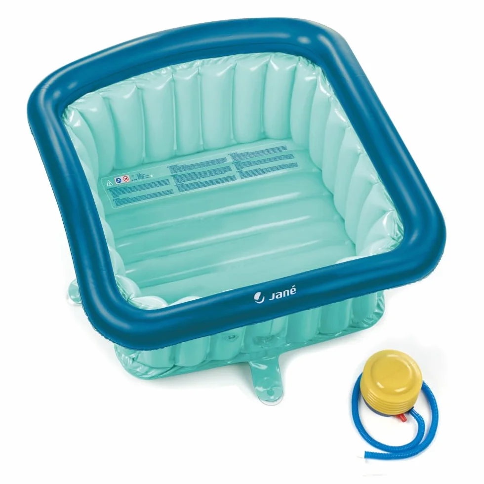 Jané Riduttore Doccia Bambino Gonfiabile 60x60 cm, 70L, Vaschetta Portatile, Pompa Inclusa, Blu