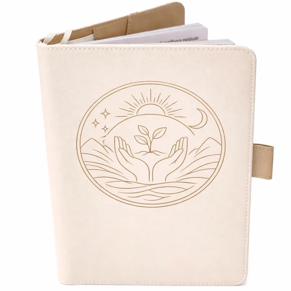 Protège Carnet De Santé Français Format A5 15x21 cm Rabats Ordonnances Documents Beige