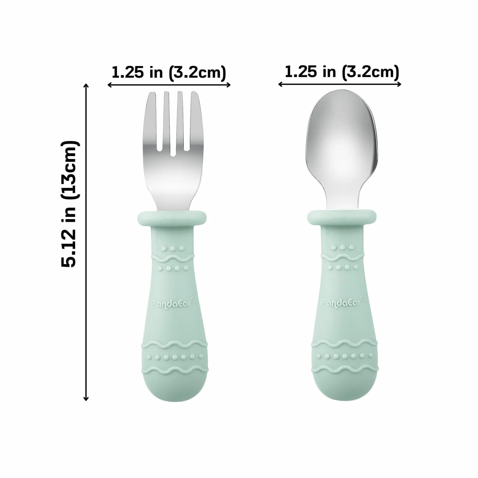 PandaEar Set de Vaisselle pour Bébé - 2 Assiettes Divisées en Silicone avec Ventouse, 2 Cuillères et Fourchettes