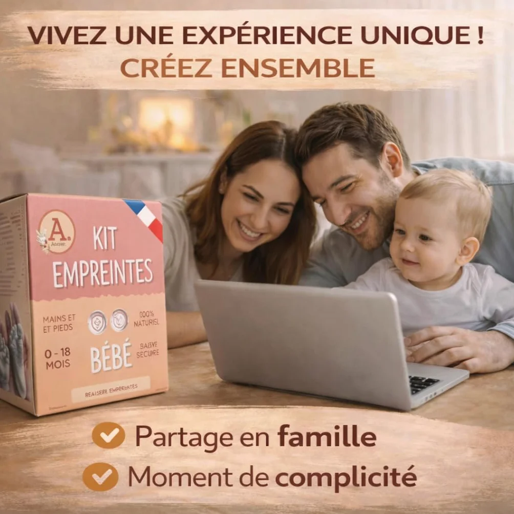 Kit de Moulage Bébé ANCRER® 4 Empreintes Mains Pieds Fille Garçon Contenants Réutilisables Cadeau Naissance