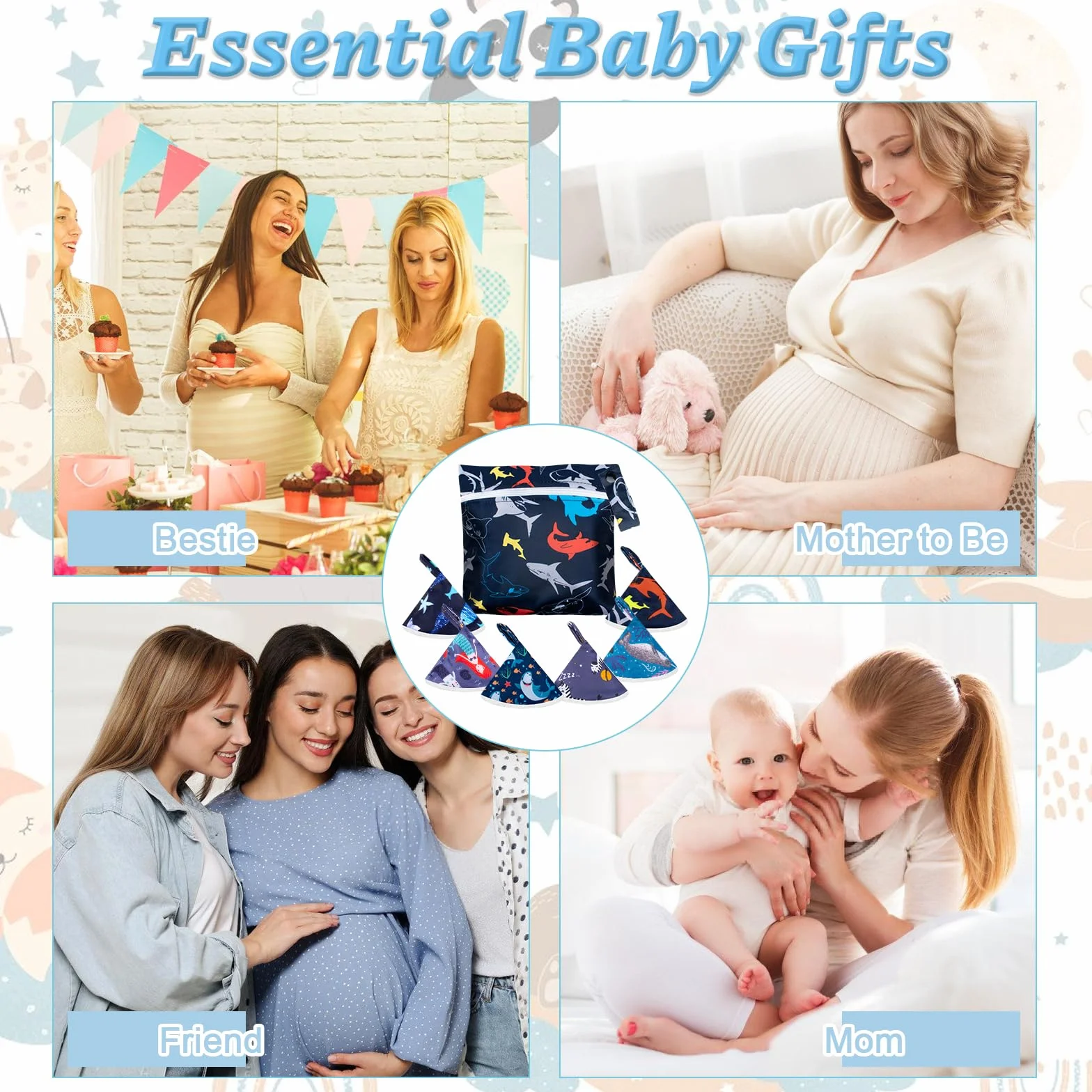 Lot de 12 Protège-Couche Bébé Garçon avec Sac Mouillé - Forte Absorption