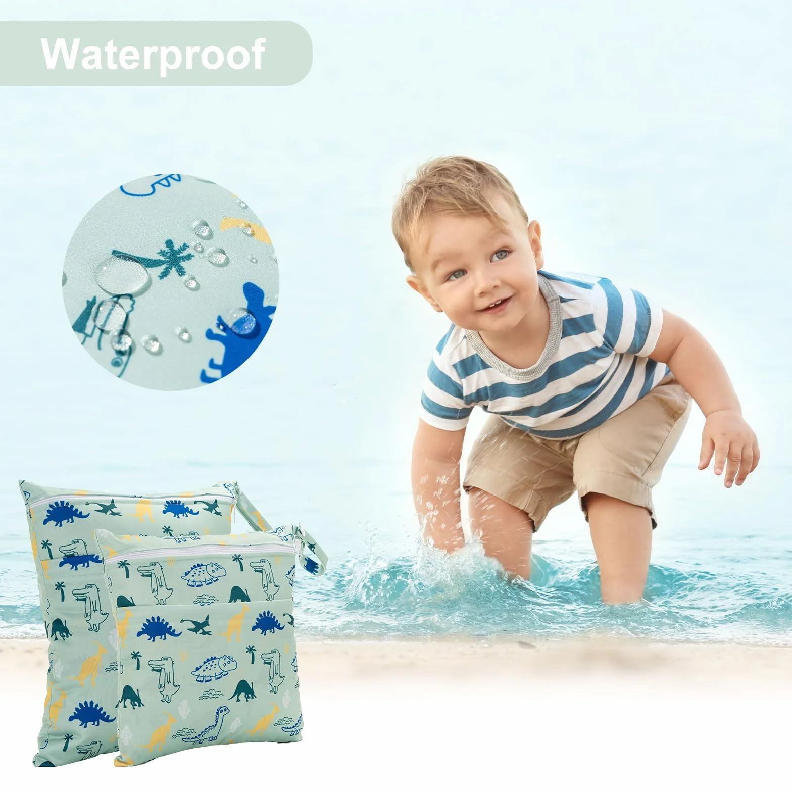 Lot de 2 sacs humides pour crèche multicolore - Sac de voyage pour fille et garçon