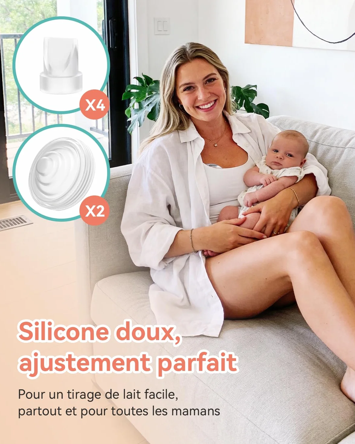 Clapet Anti-Retour Diaphragme Silicone Pièces Rechange Compatible Tire-Lait Momcozy M5 - Lot de 6