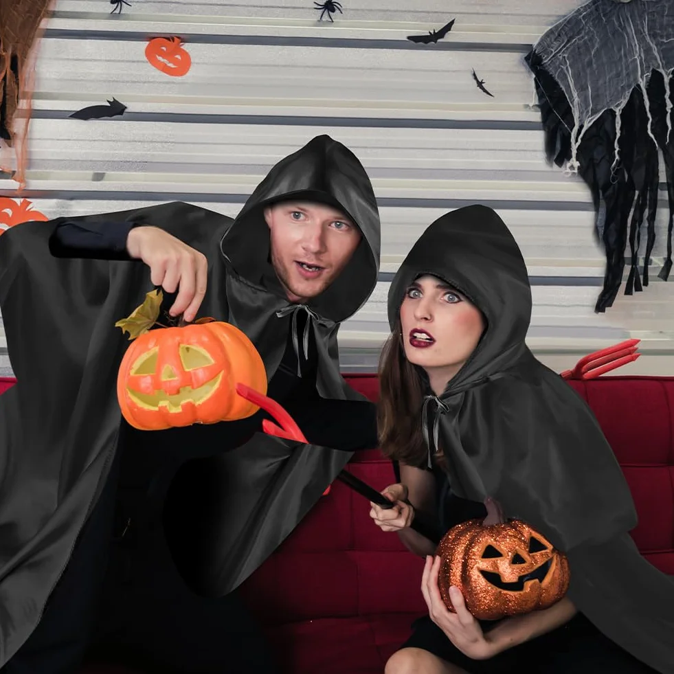 Cape à Capuchon Enfants Halloween Sorcière Costume Garçons Filles