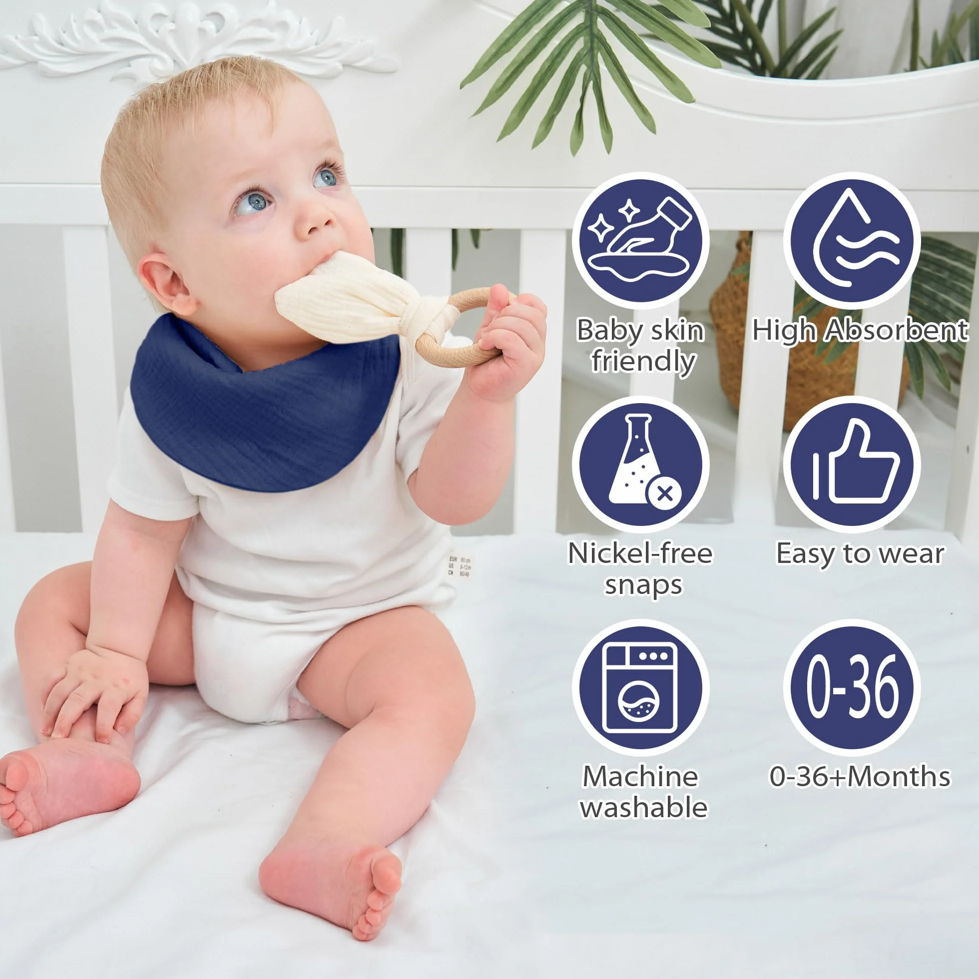 Miracle Baby Bavoirs Bandana Bébé Mousseline 4 Pièces 0-36 Mois