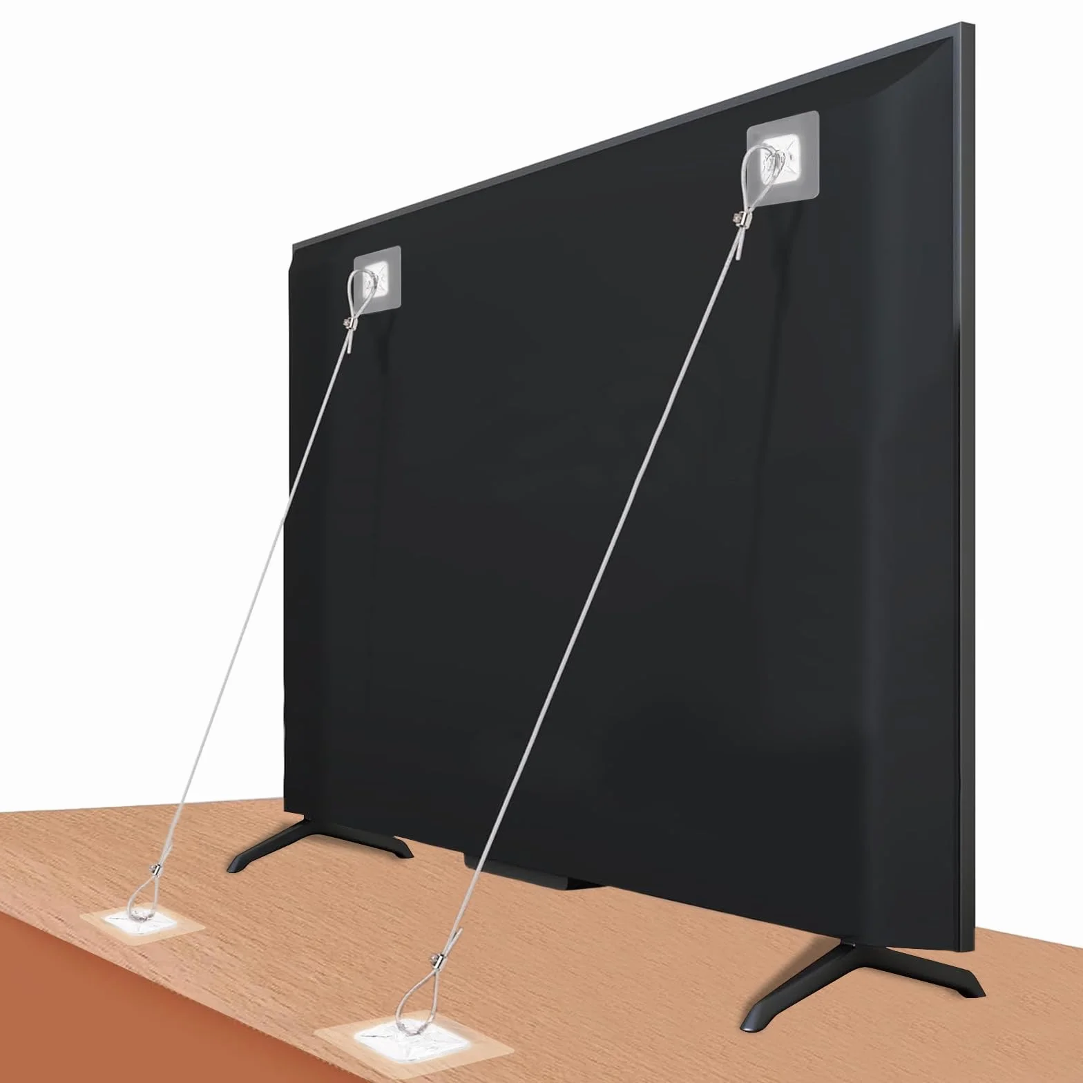 Sangles Anti-Basculement pour TV et Meubles, Sécurité Enfants Animaux, Réglable, 2 Pièces + 4 Patins