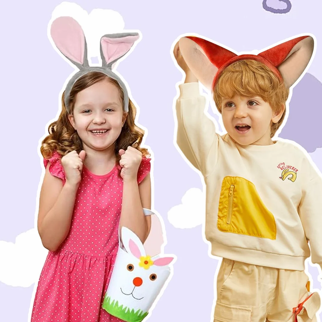 Bandeau Oreilles de Lapin et Renard, Déguisement Enfant, Accessoires Carnaval, Cosplay Pâques