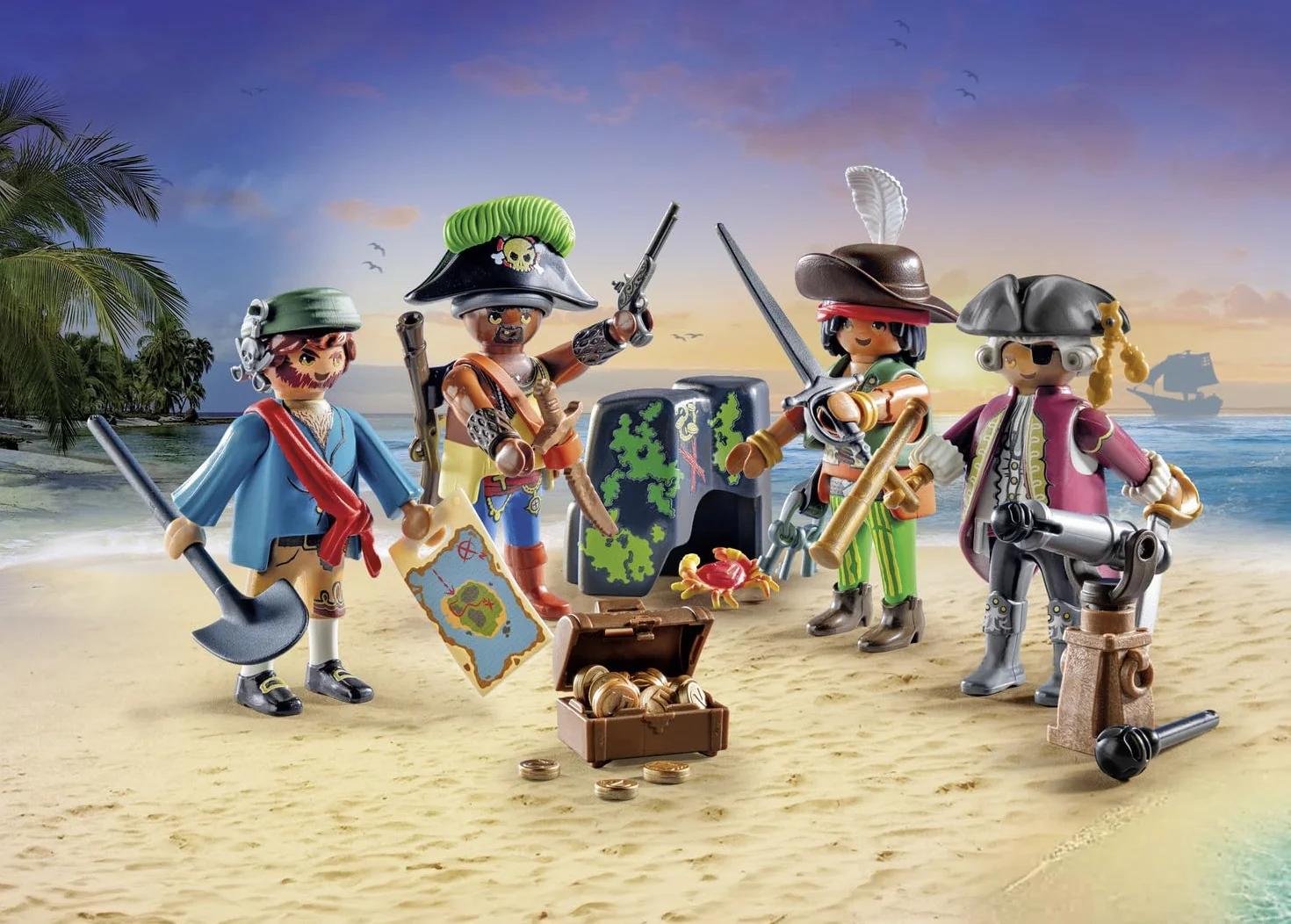 Playmobil 71533 MyFigures Pirates - Set de Personnages à Personnaliser - Chasse au trésor en mer