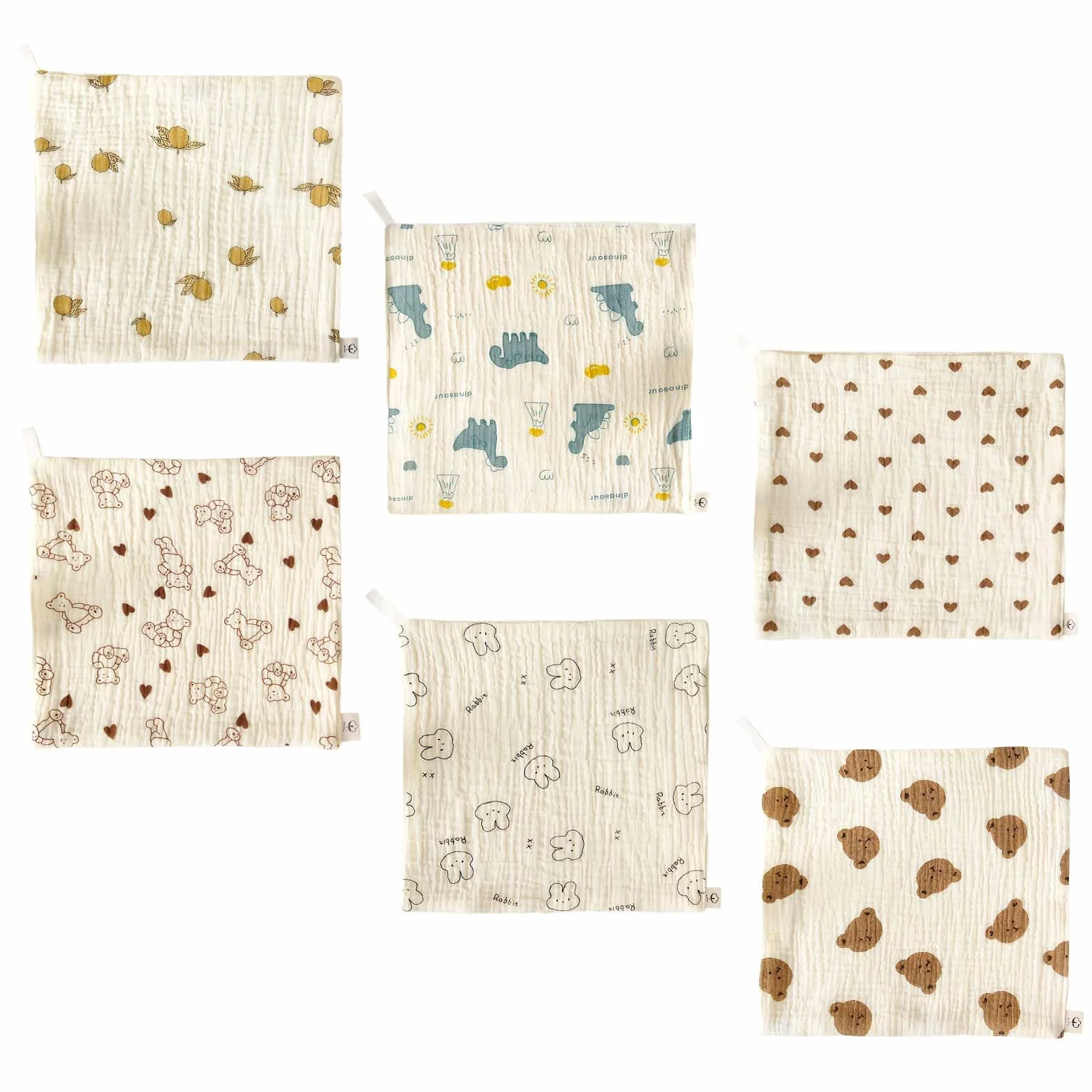 Langes Bebe Coton 25x25cm Lot 6 - Carre Coton Bebe Multi Usage Doux et Absorbants
