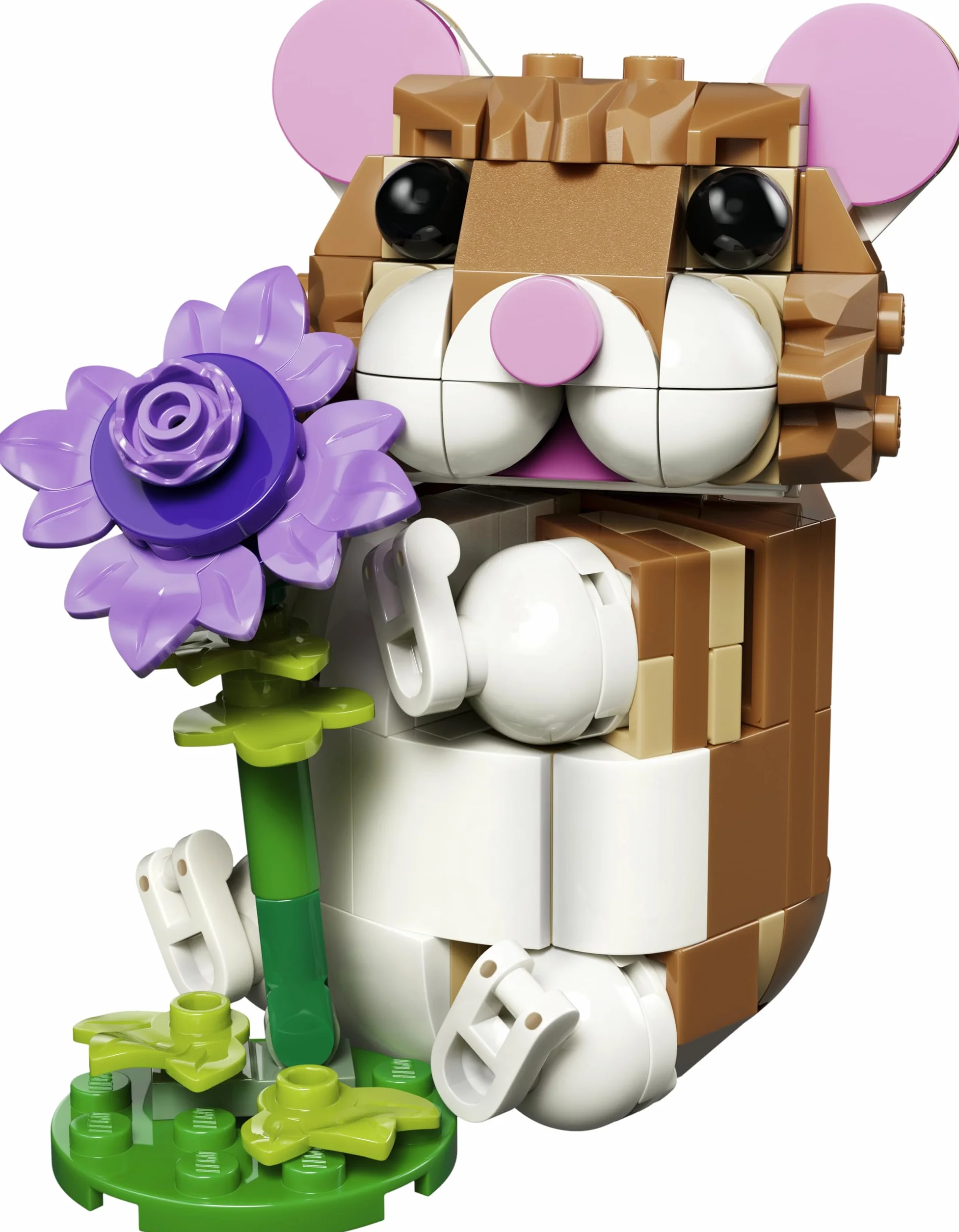 LEGO Creator 3-en-1 L’Adorable Hamster et la Fleur 31376 Figurine d'animal Transformable Aigle Hérisson