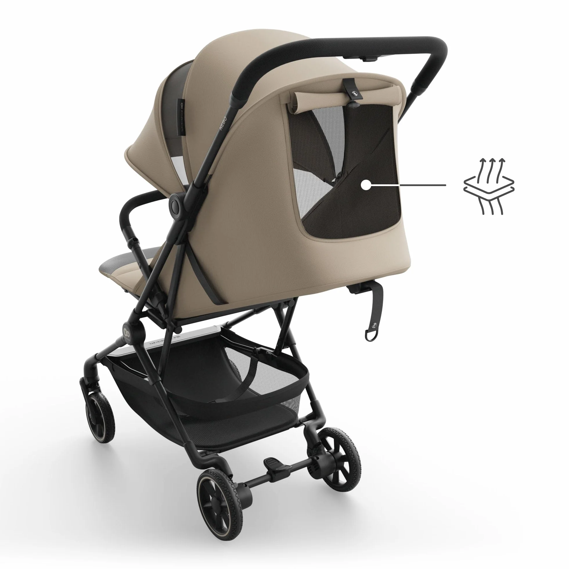 Kinderkraft NEBO poussette cabine ultralégère pliage une main 51×43×21 cm Beige