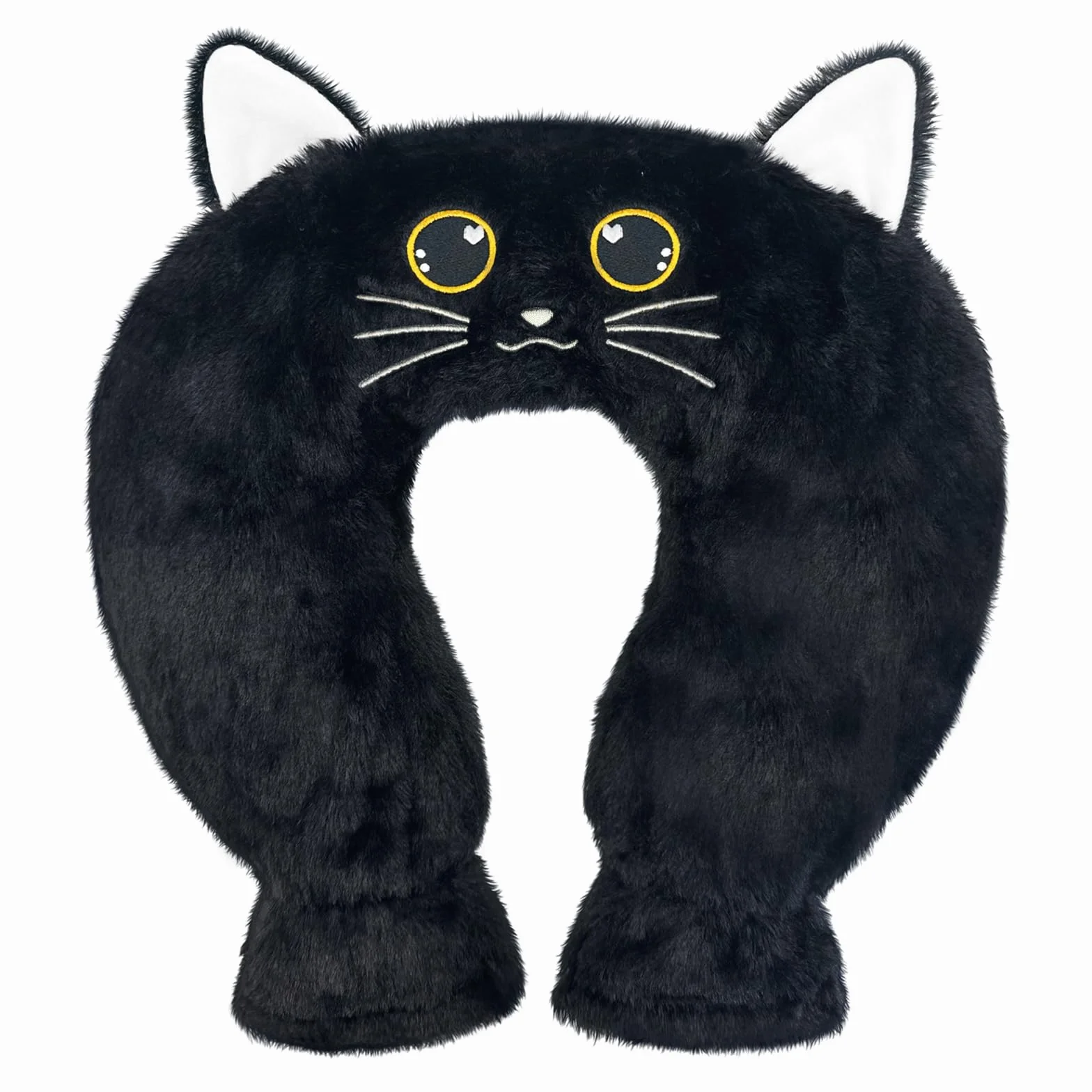 Bouillotte Eau Chaude 1 L avec Housse Douce, Coussin Chauffant Cervical et Épaule Chat Noir