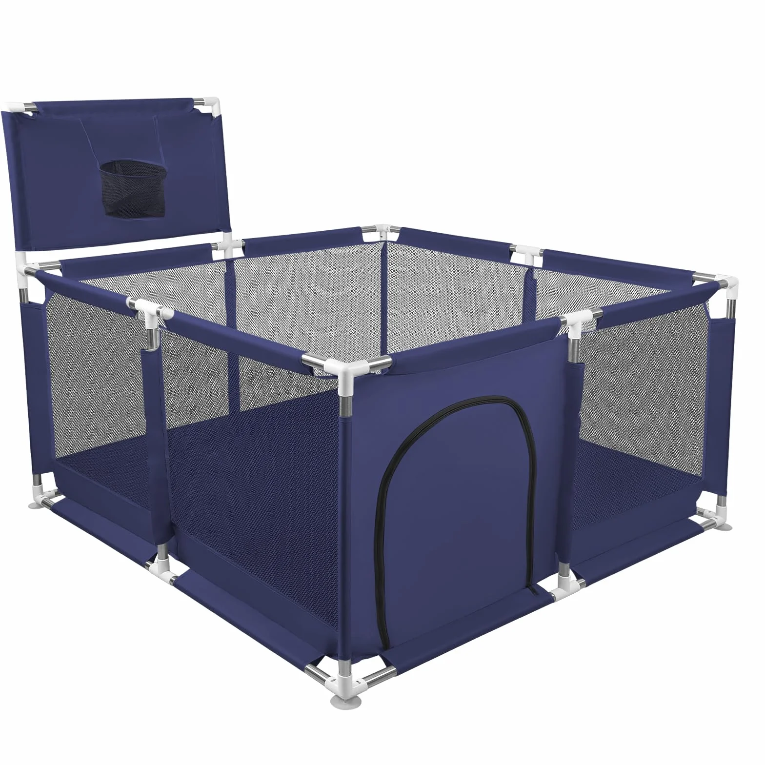 Parc Bébé Modulable Grand Centre d'Activités pour Enfants 126x126x66cm Bleu Marine avec 50 Boules Plastiques