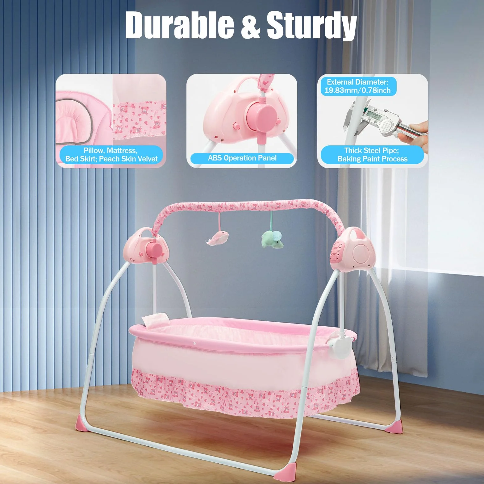 Transat Électrique Pliable avec Musique Intégrée, Télécommande, Matelas Épais, Oreiller Ergonomique