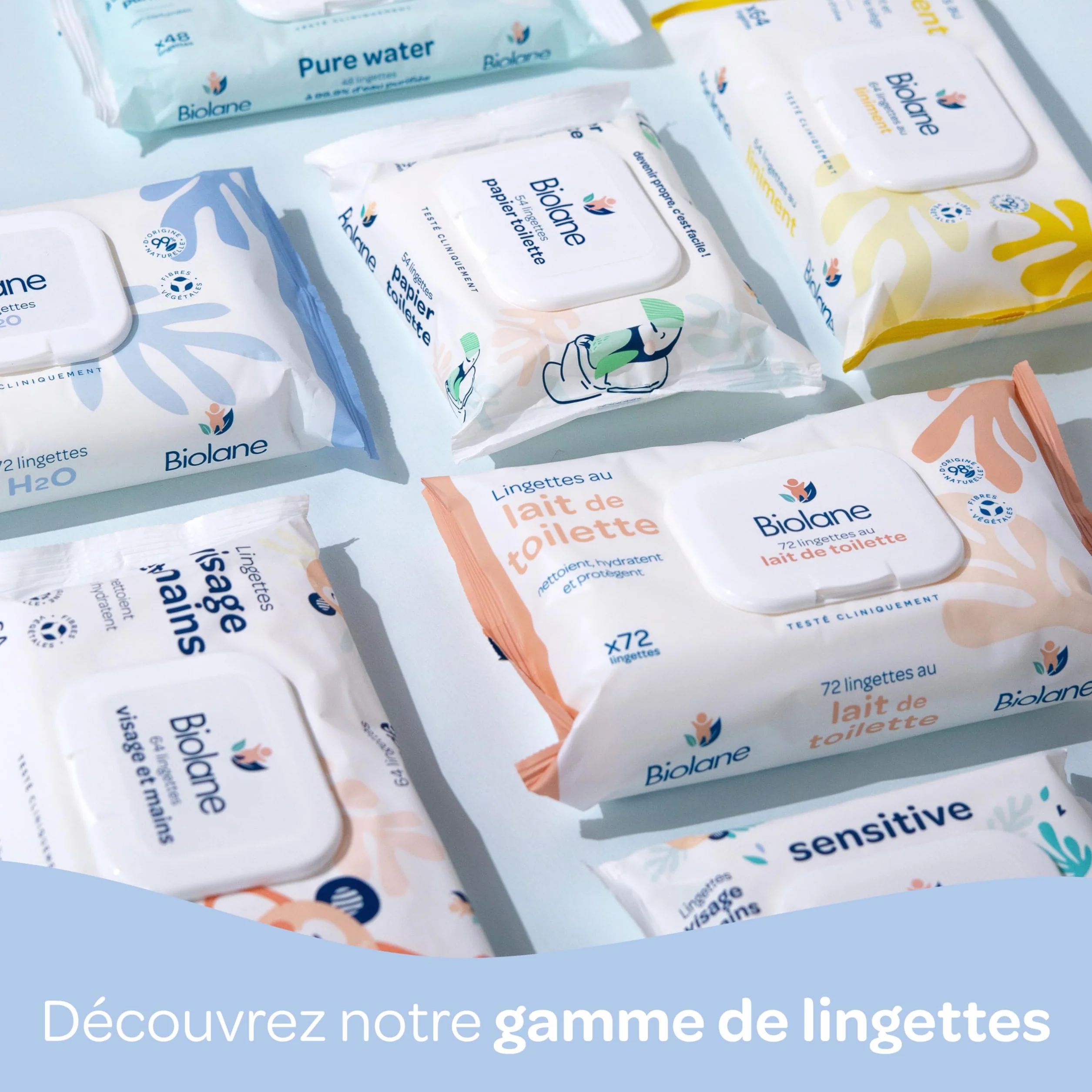 BIOLANE Lingettes bébé à l'eau 100 pièces 99% d'origine naturelle dès la naissance