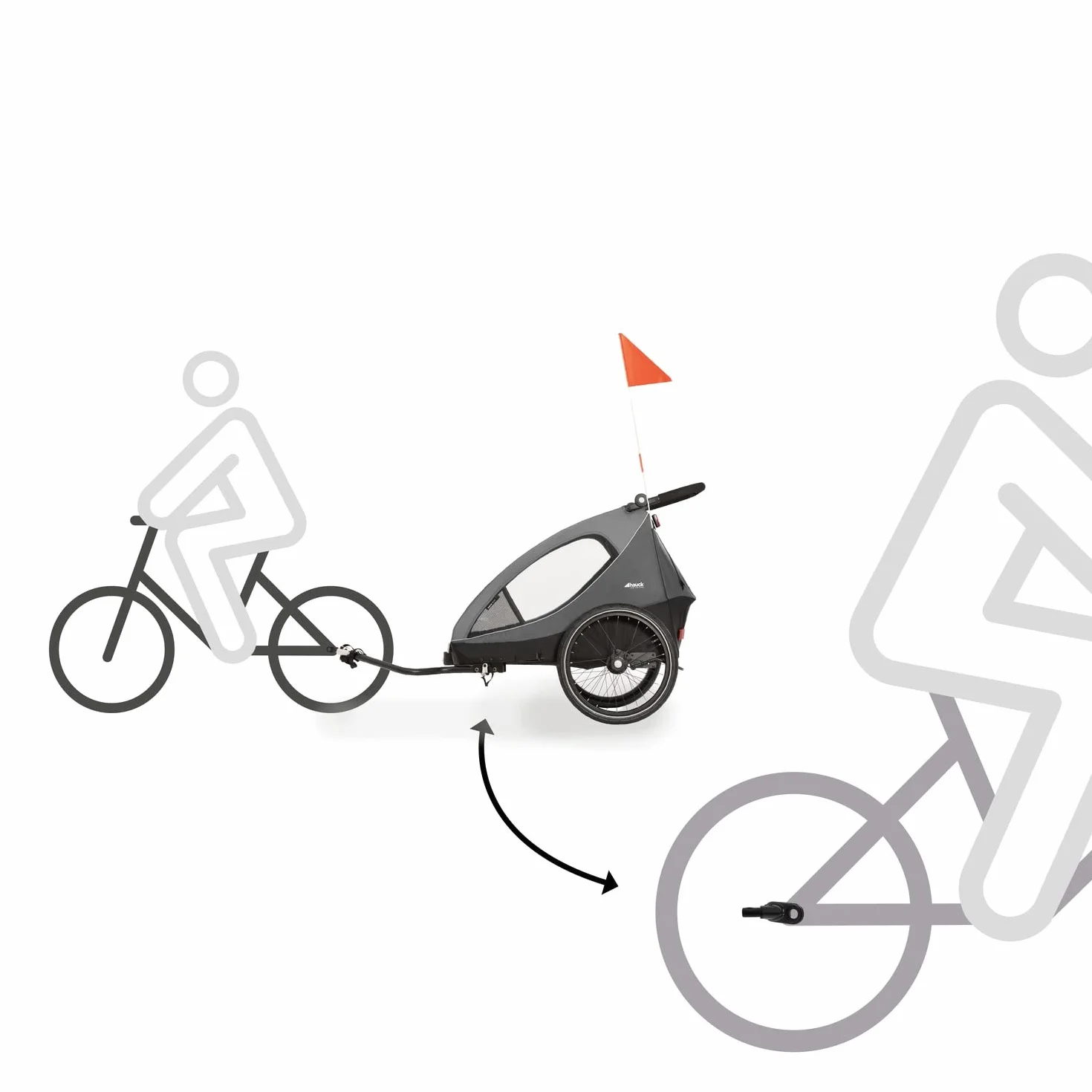 Hauck Attelage Remorque Velo – Compatible Dryk Duo, Dryk Duo Plus, Bike N Walk Duo – Accroche Remorque Vélo Enfant, Métal Noir