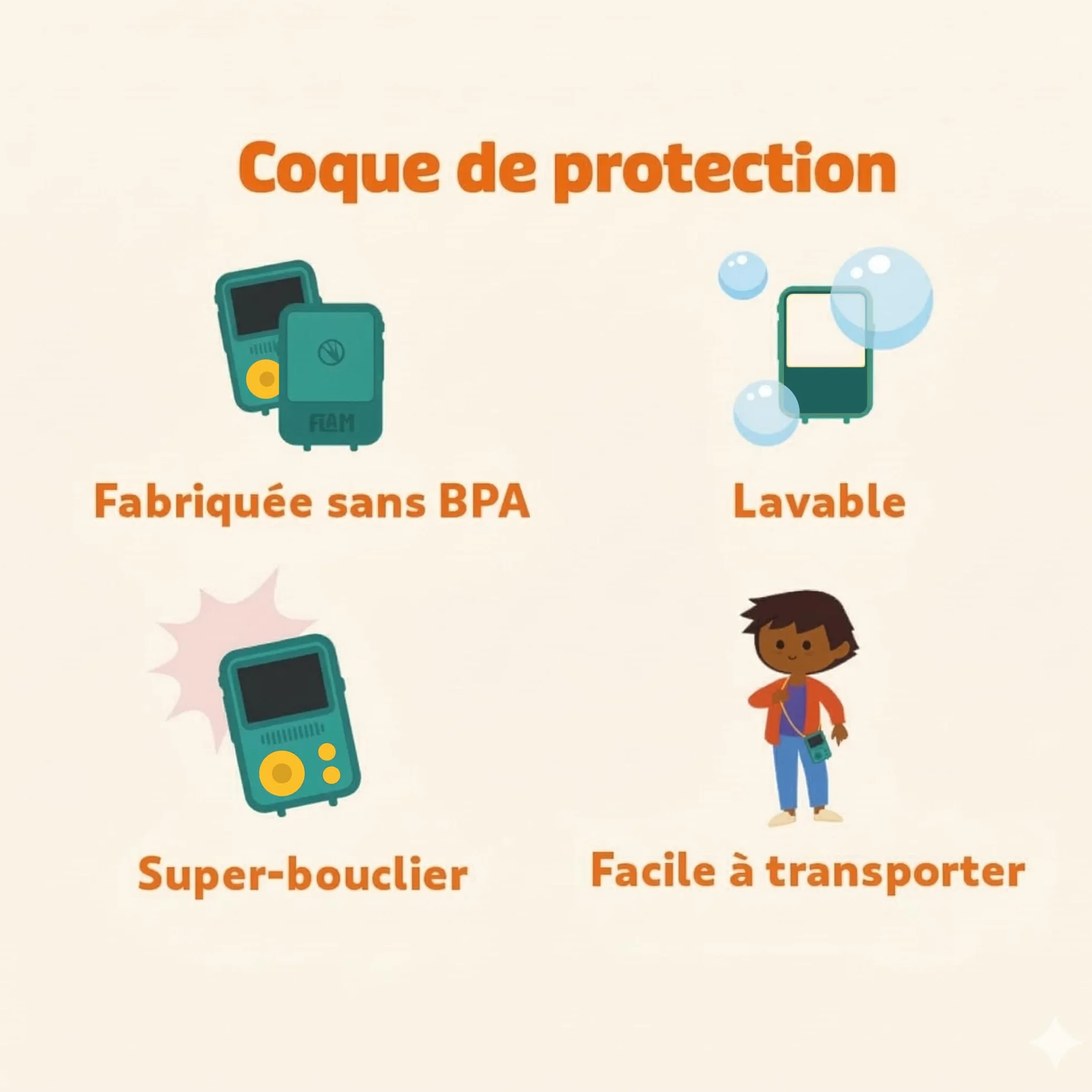 Lunii Pack Baladeur Audio FLAM Coque Antichocs Protection Officielle Verte 2h45 Histoires à Jouer Télécharger Dès 7 Ans Fabriquée France