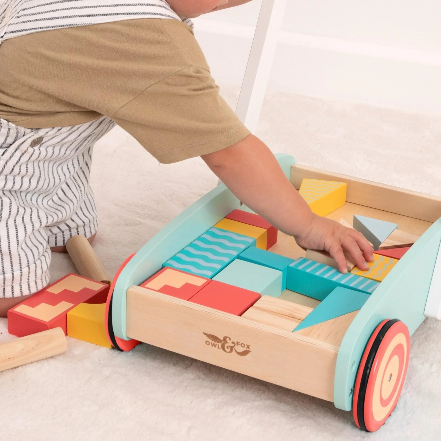 Owl & Fox Trotteur bébé en bois Montessori, jouet de développement précoce, bois FSC, 12 mois+