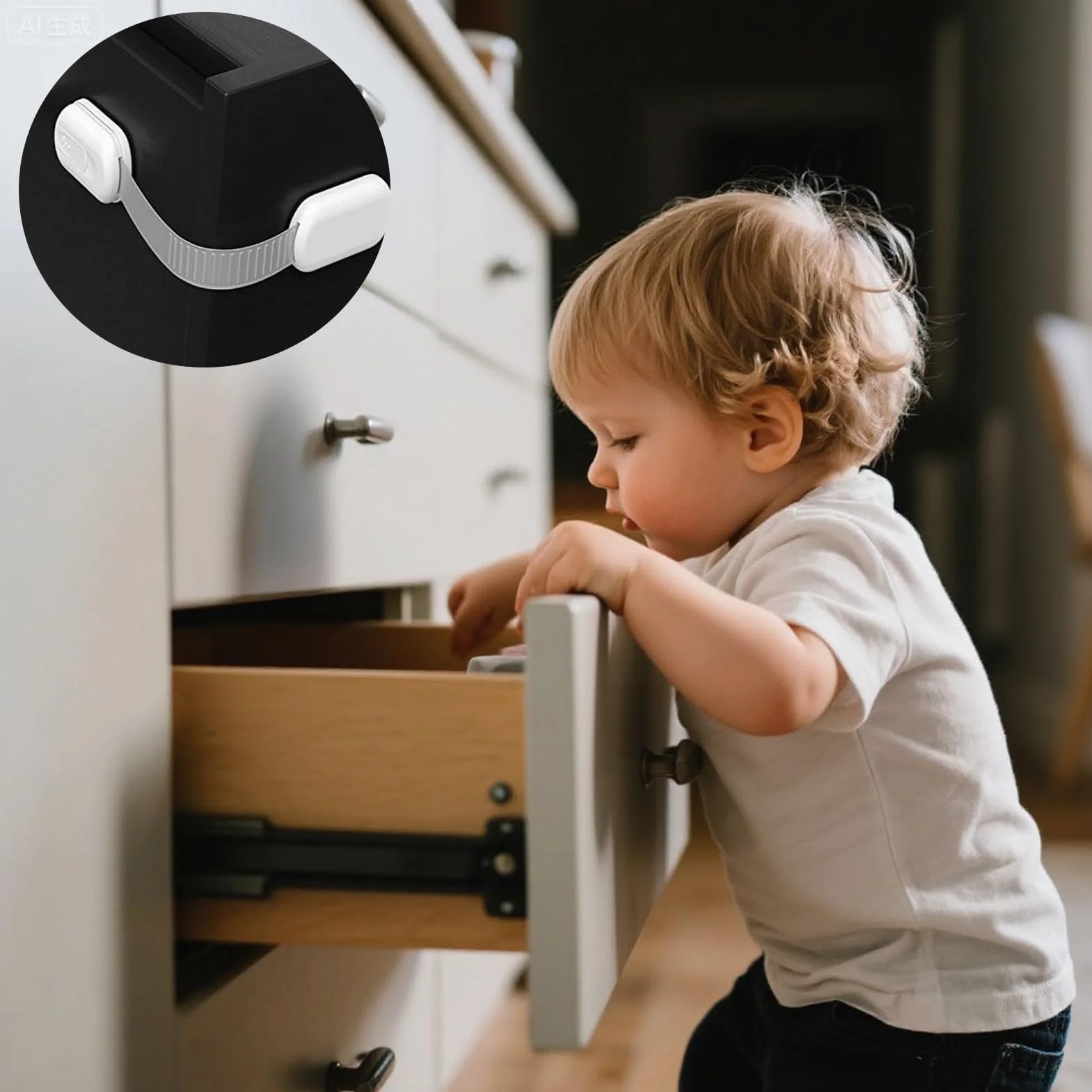 Bloque Porte Bébé Sécurité Placard Enfant avec Adhésif Fort, Fermeture Placard et Bloque Tiroir, Protection Durable Sans Perçage