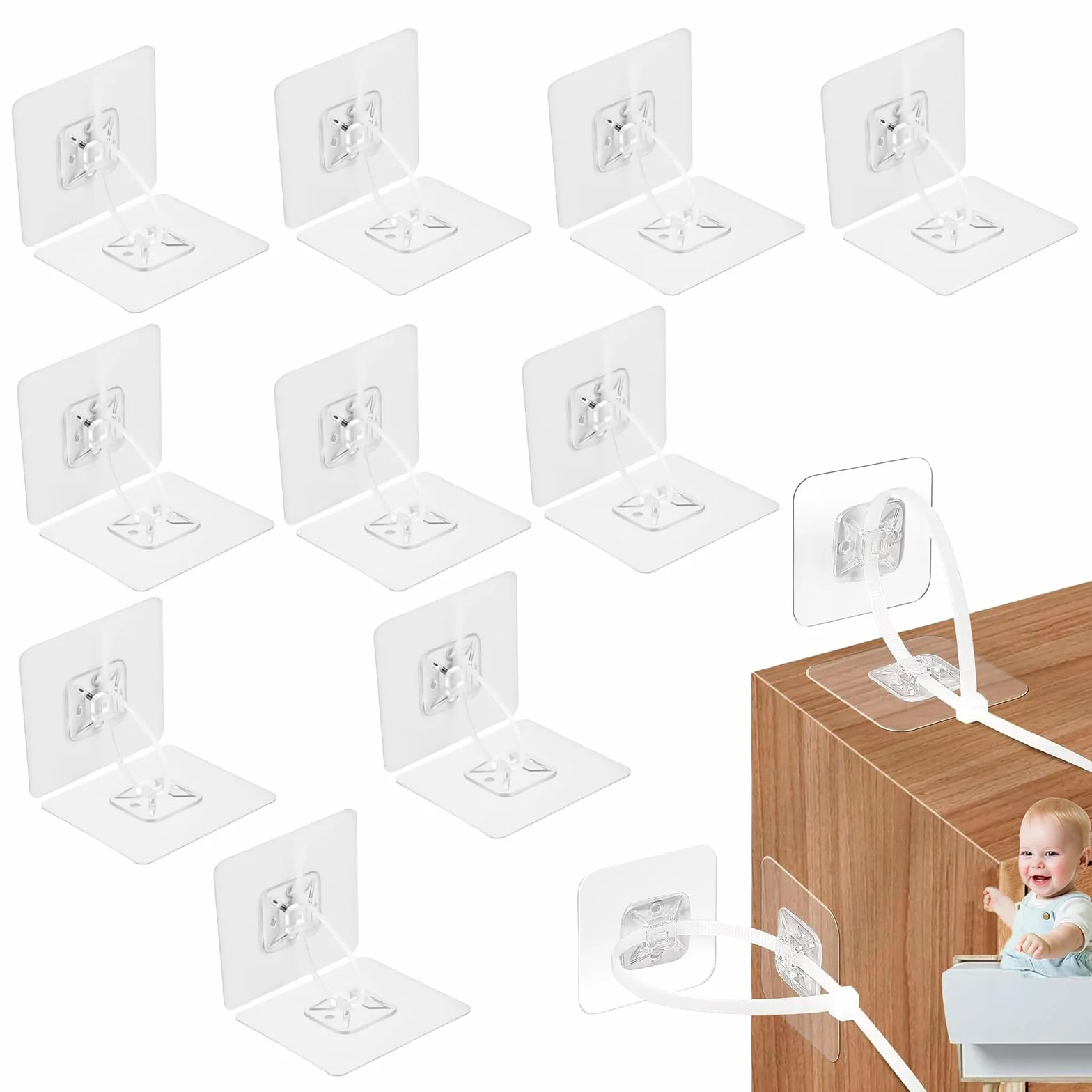 Kippsicherung Möbel, 10 pièces Kit de Sangles d'ancrage pour Meubles, Protection Contre Le basculement
