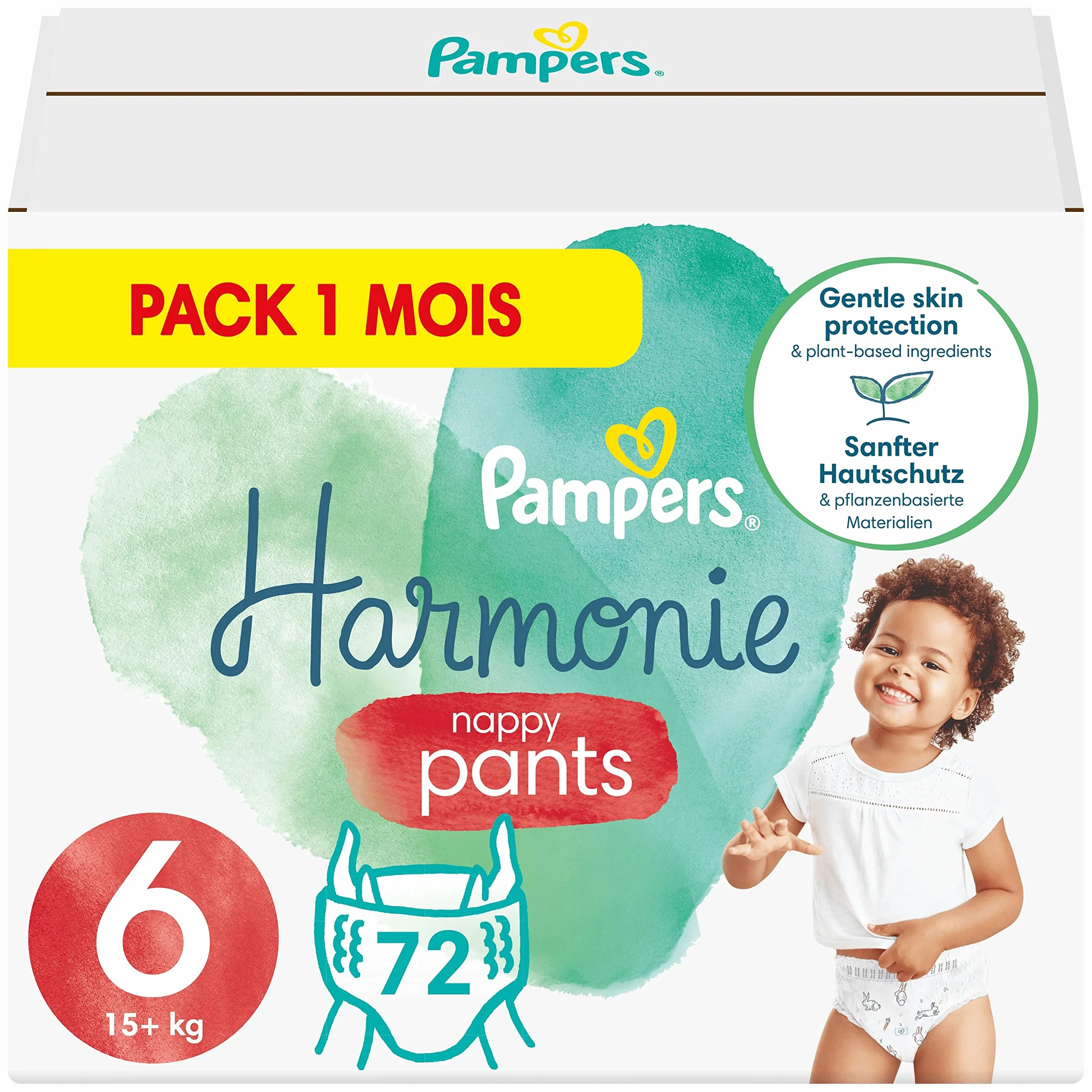 Pampers Couches-Culottes Taille 6 (15+ kg) Harmonie 72 Pièces Multi Pack Hypoallergéniques