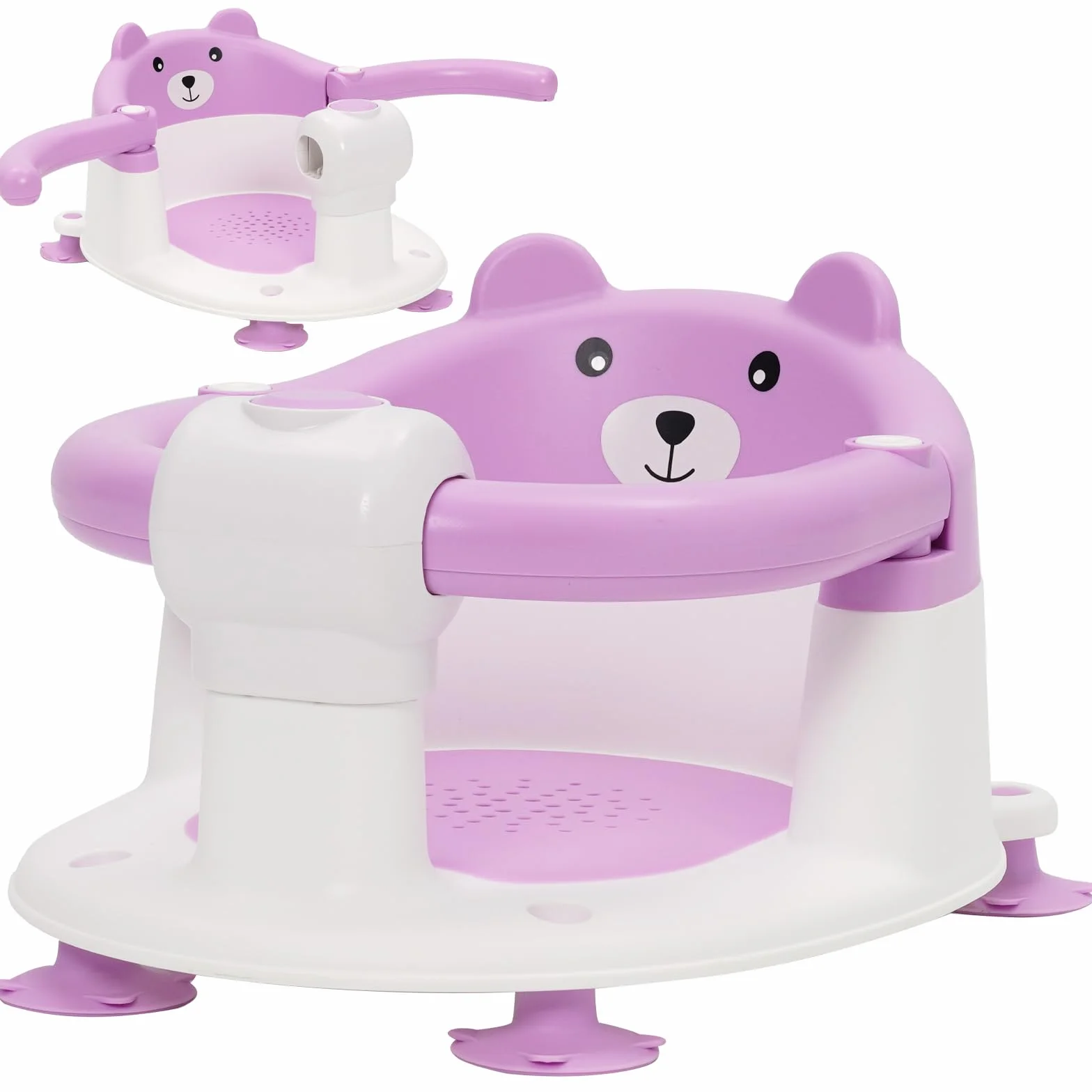 Chaise de Bain pour Bébé 6-24 Mois, Siège de Bain avec Ventouses, Antidérapant Violet
