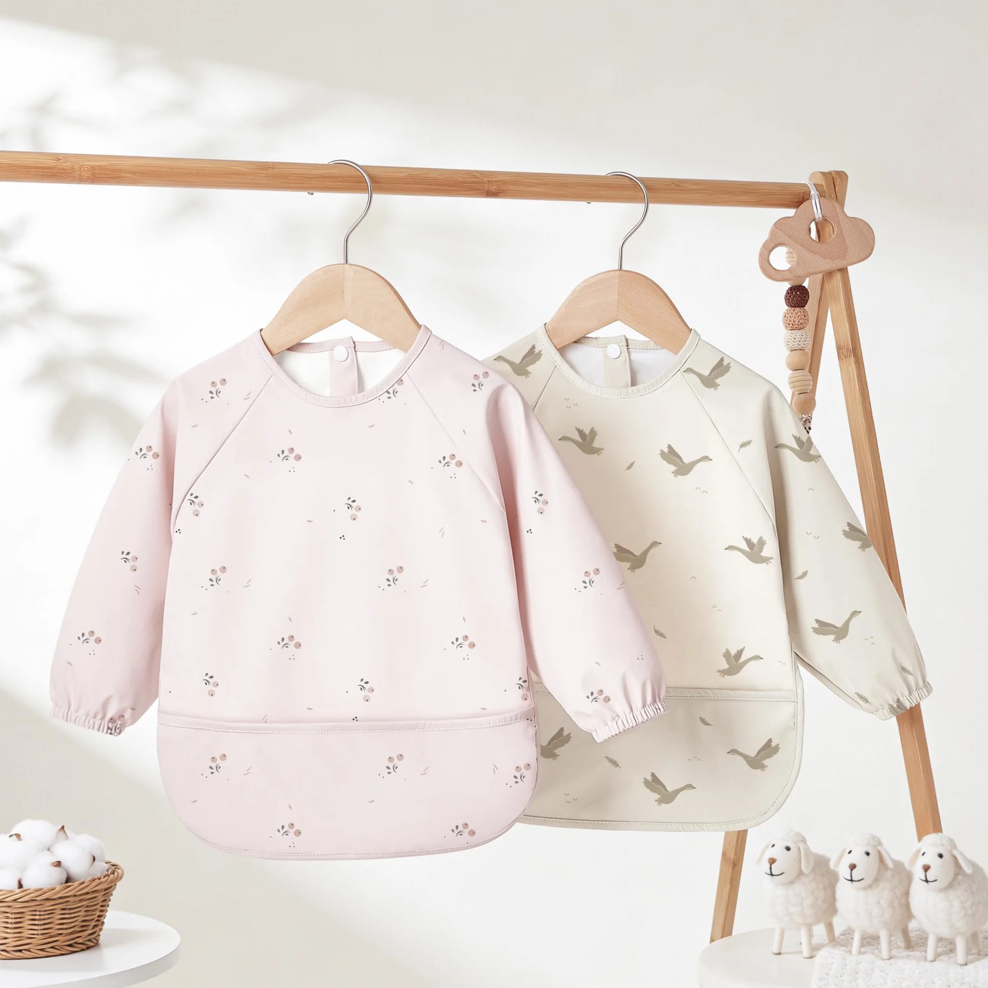 bearmoss Bavoir Manche Longues Bébé BLW Bavette de Sevrage Imperméable PU Bébés Enfants